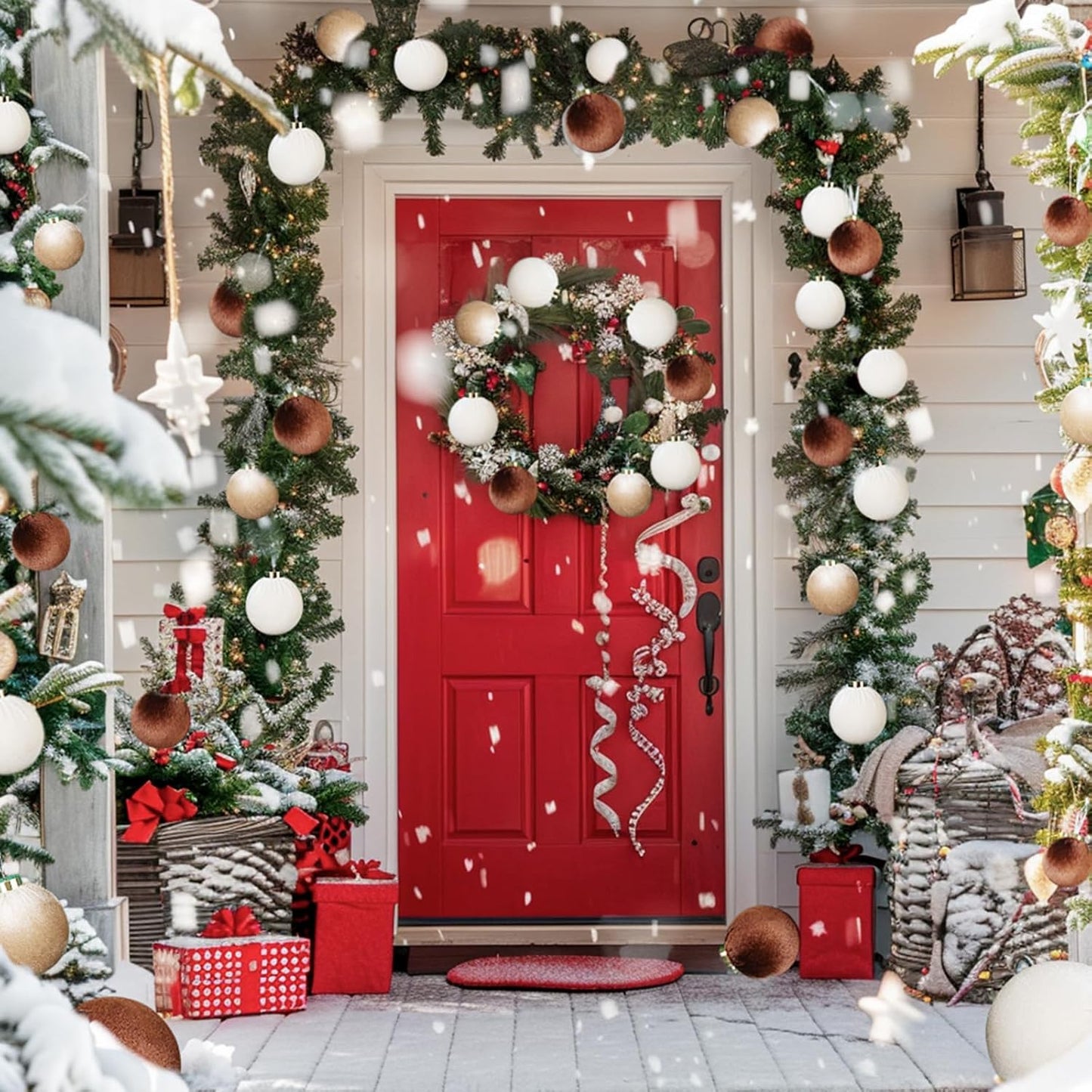 12Pcs Velvet Christmas Ornaments Balls,Brown Christmas Tree Decoration Shatterproof Ball with Hanging for Party Decor Multicolor Brown Beige 80mm/3.15in