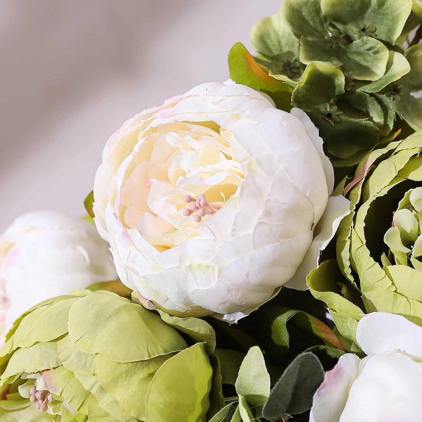 Duovlo Fake Flowers Vintage Artificial Peony Silk Flowers Wedding Home Decoration,Pack of 1 (New Green)