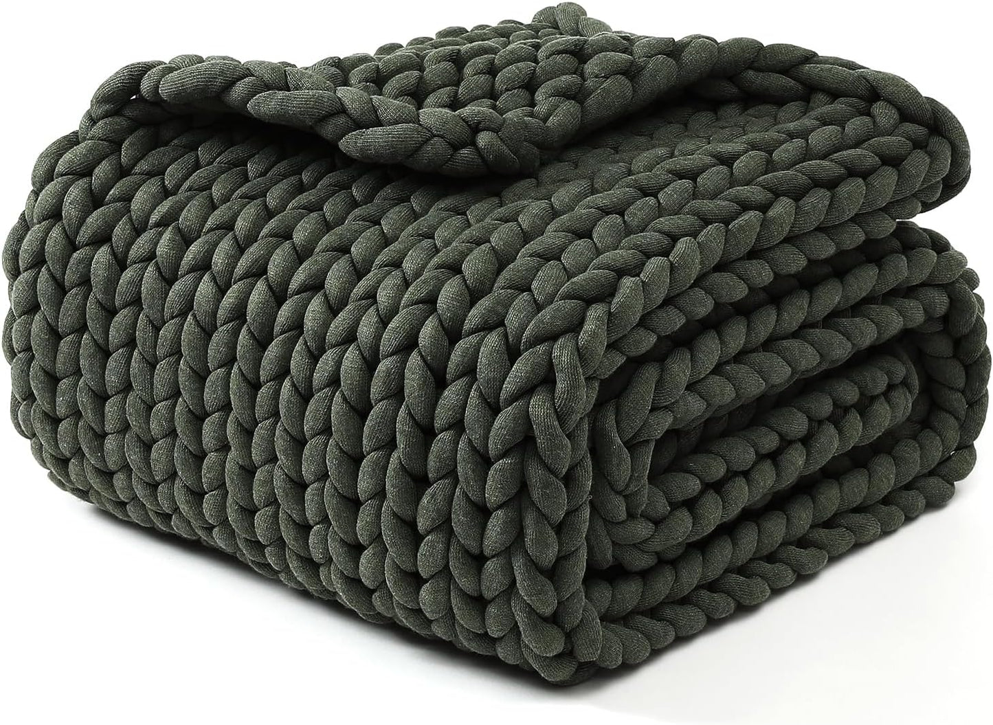 YnM Chunky Throw Blanket, Medium-Weight, Hand Knitted, Skin Friendly, Ventilated and Breathable, Machine Washable, Home Décor Piece for Couch, Sofa and Bed (Olive, 60x80 Inch)