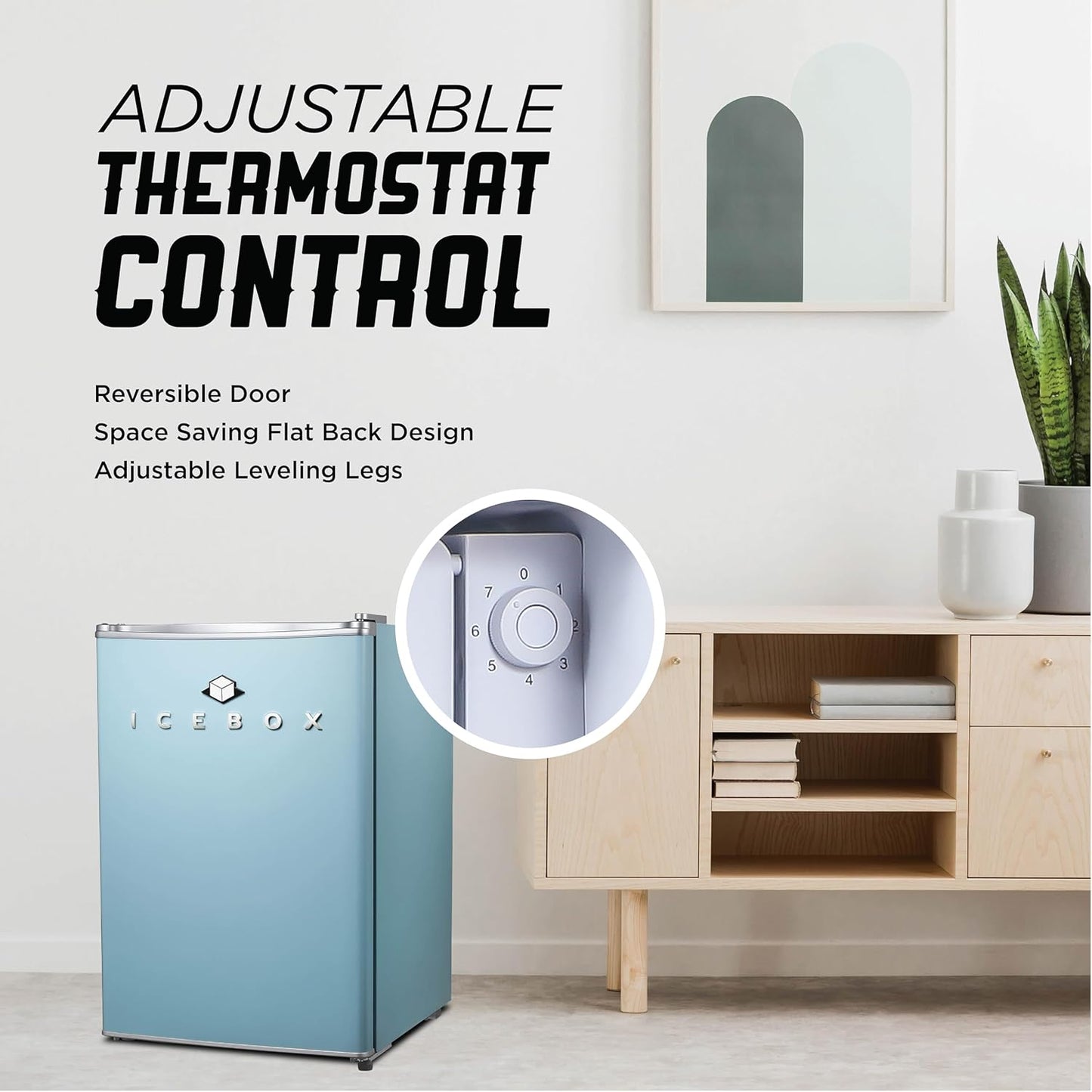 IBCR25SLT Compact, Energy Star Certified Small, Single Door Mini Fridge with Freezer Refrigerator, Large (2.5 cu ft), Slate Blue