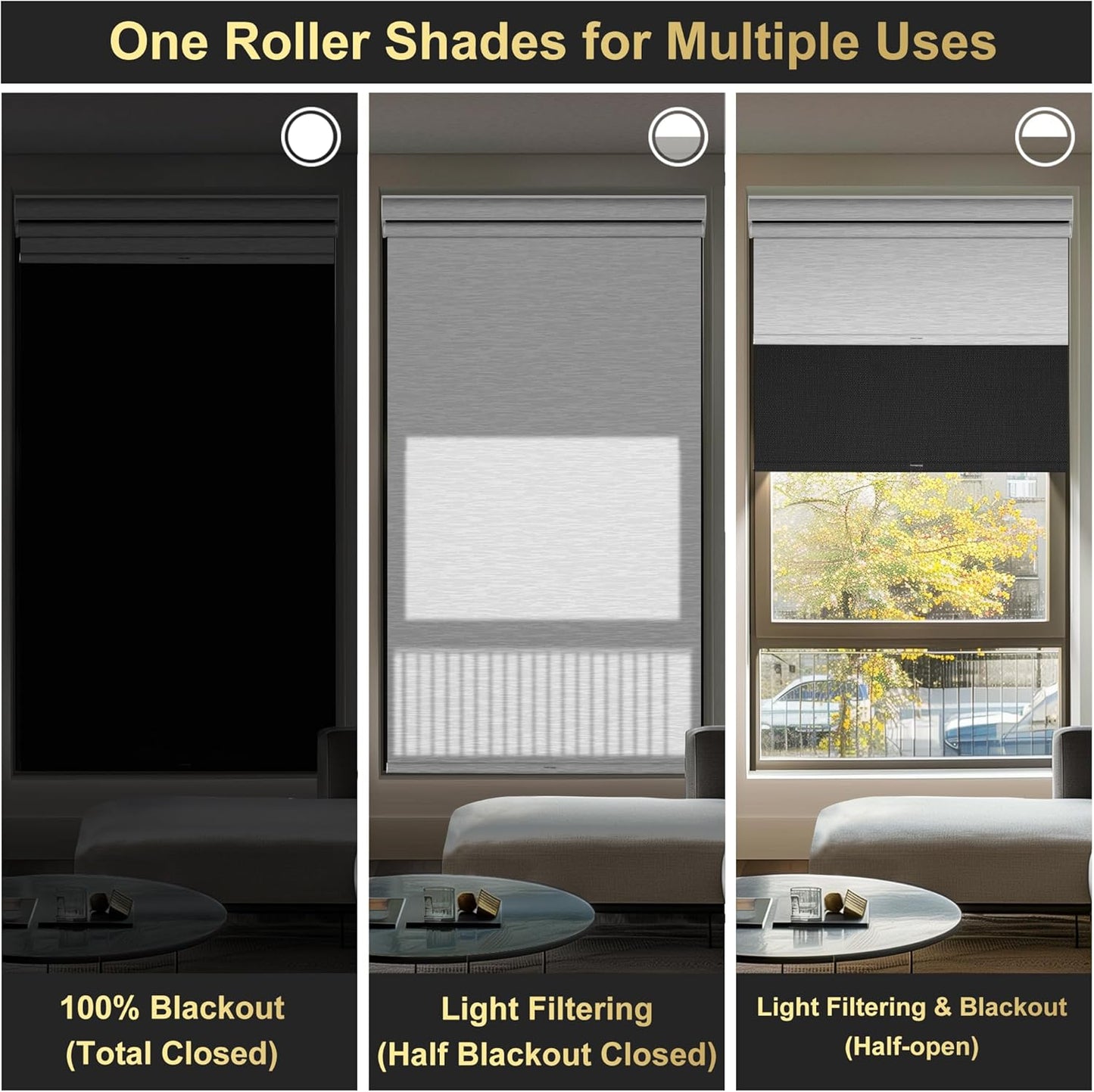 BERISSA Cordless Dual Roller Shades with Cassette Valance, Double Window Shades Blackout and Light Filtering, Day and Night for Home Office Door. Linen Black and White. 60 W x 86" H