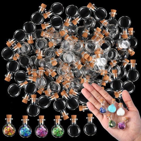 Zhehao 100 Pcs 2 ml Mini Glass Bottles Jars with Cork Stoppers Small Wishing Bottle Tiny Jars with Cork Mini Potion Bottles Clear Drifting Bottle for Wedding Birthday Party DIY Crafts Supplies