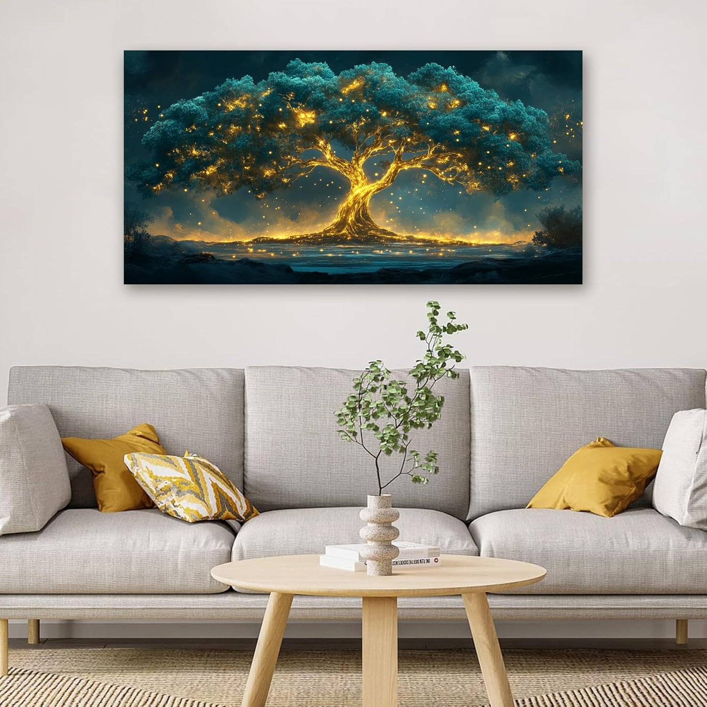 Canvas Wall Art Decor Artwork for Walls Green Gold Wall Art Decor Tree of Life Wall Art for Living Room Tree Wall Decor Art Wall Art Paintings Prints Art Work for Room Home Office Wall Decor 20" X 40"