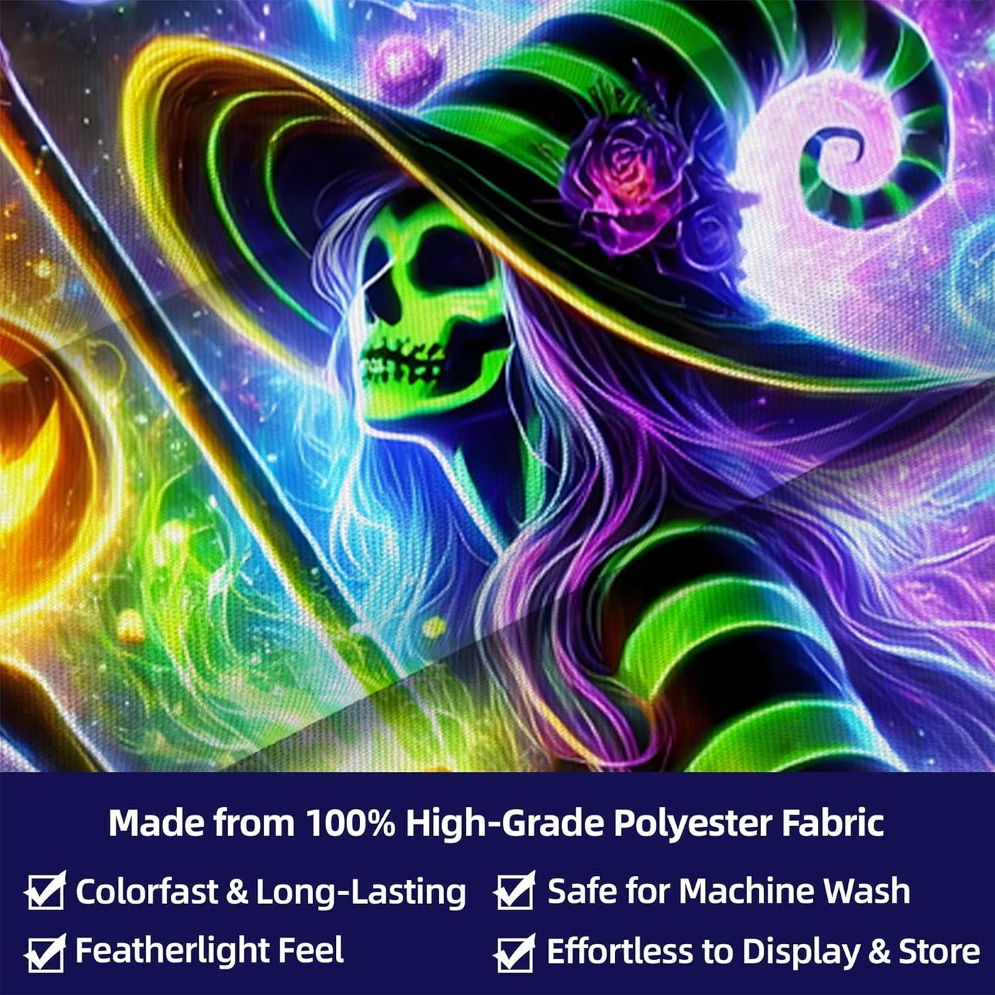 Halloween Tapestry, Blacklight Tapestry for Halloween Party Decor Hanging Tapestries Backdrop Wall Art Poster for Bedroom Dorm 90x70in