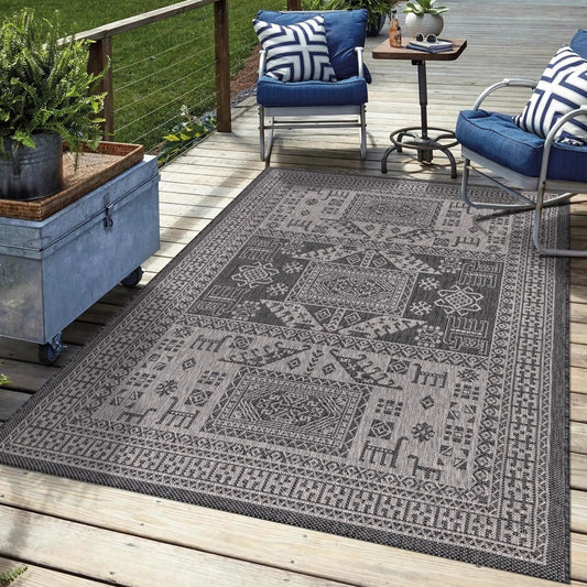 Keen Home Design Terrace Outdoor Area Rug - 4x6 Washable Indoor/Outdoor Rug for Patio, Kitchen, Balcony, Beach, Garden, Deck and Porch, Size: 3'10"x5'7"
