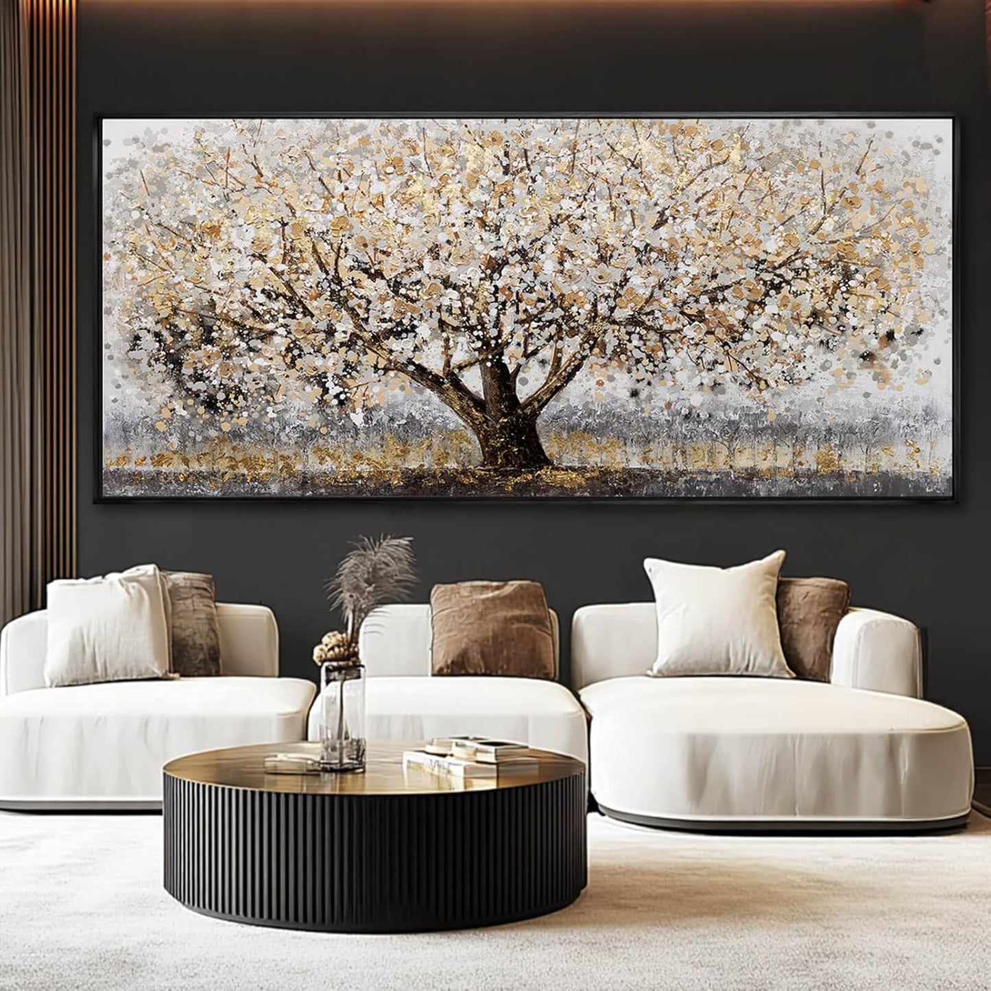 Tree Framed Wall Art Floral Wall Decor Vintage Art Pictures 32"x70" Wall Prints for Living Room Artwork for Dining Room