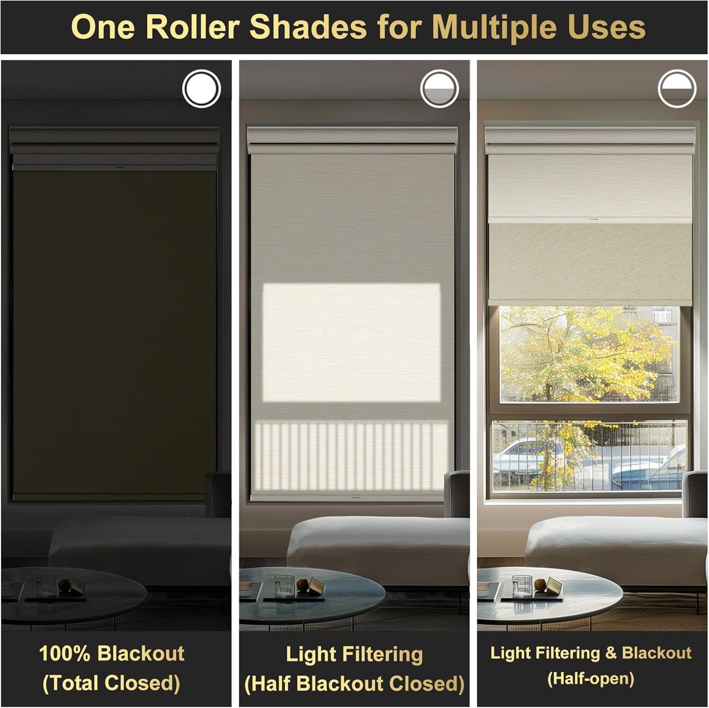 BERISSA Cordless Dual Roller Shades with Cassette Valance,Double Window Shades Blackout and Light Filtering Shades,Day and Night Roller Shades for Home Office Door.Striped Jacquard Beige.40 W x 72" H