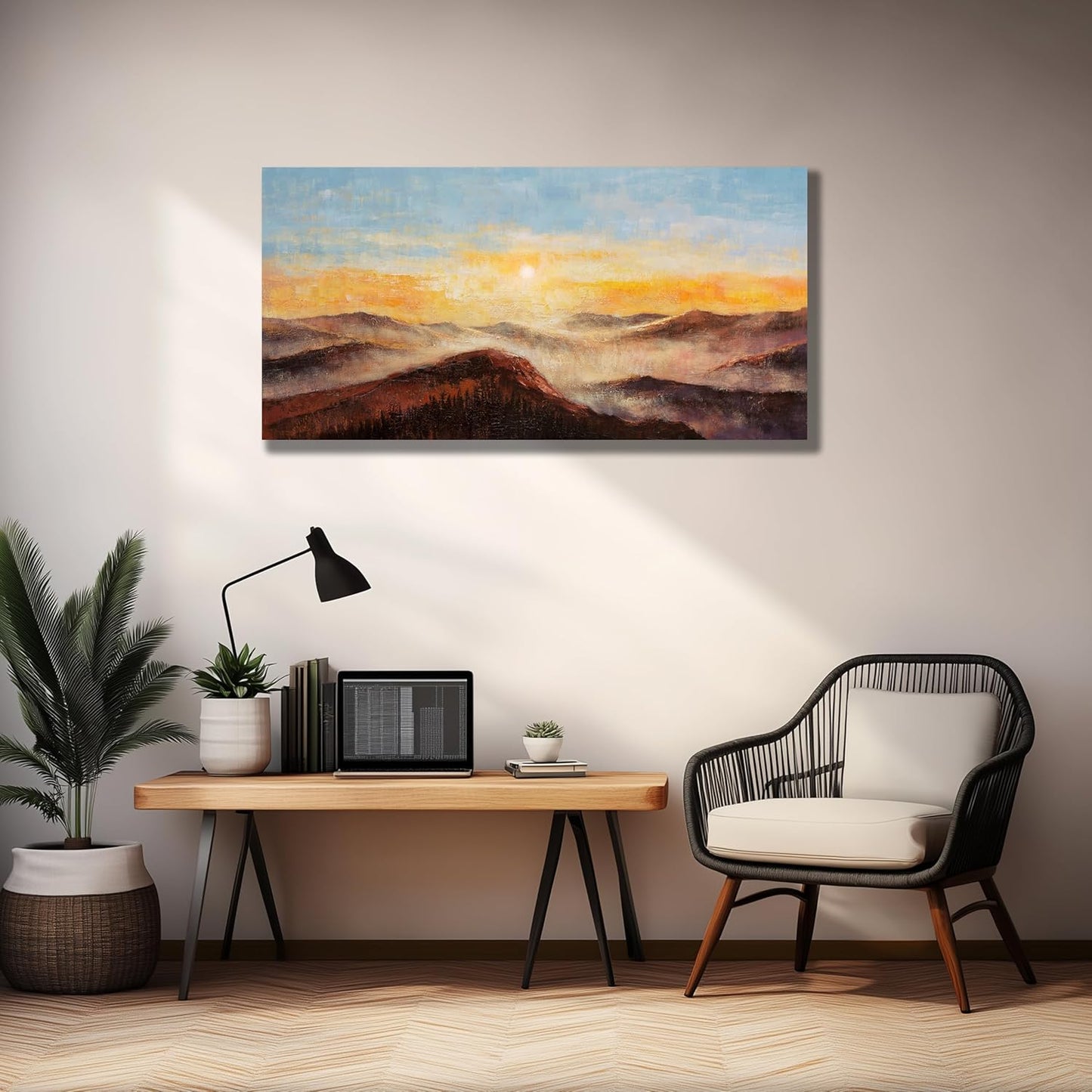 Belmrxne Large Nature Painting Yellow and Pink Wall Decor Trendy Wall Art Hanging Artwork for Living Room Bedroom Dining Room Office Home Decor 30x60 inch