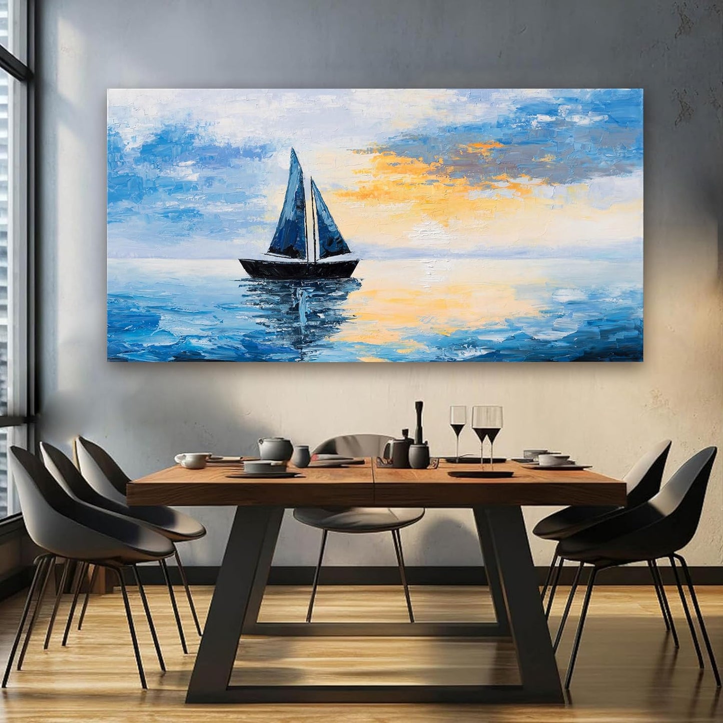 Canvas Wall Art Decor Modern Large Wall Art Pictures for Living Room Blue Coastal Wall Art Prints Landscape Natural Wall Art Decor Artwork for Walls Art Work for Home Office Kitchen Wall Decor 29"x58"