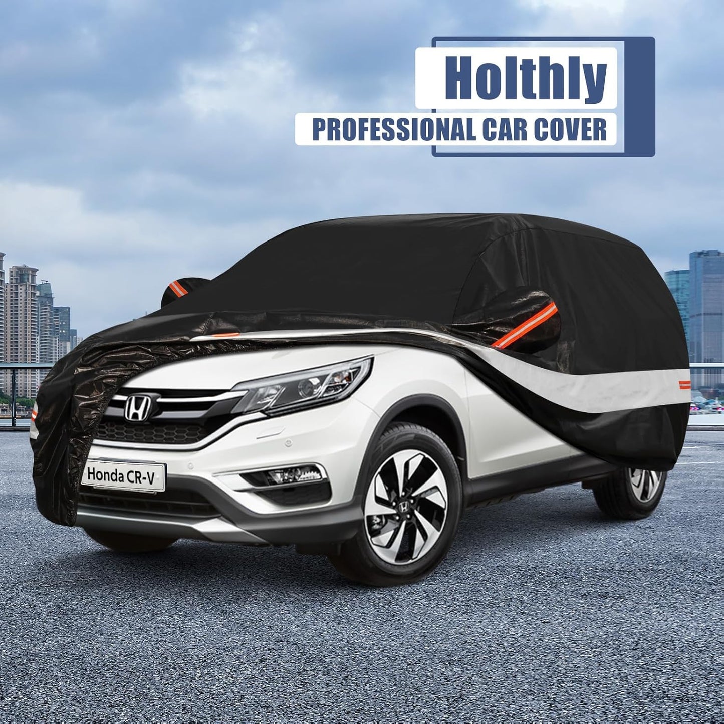 10 Layers SUV Car Cover Custom Fit for Honda CRV CR-V (2006-2024) Waterproof All Weather for Automobiles, Outdoor Full Cover Sun UV Rain Protection with Cotton.Black