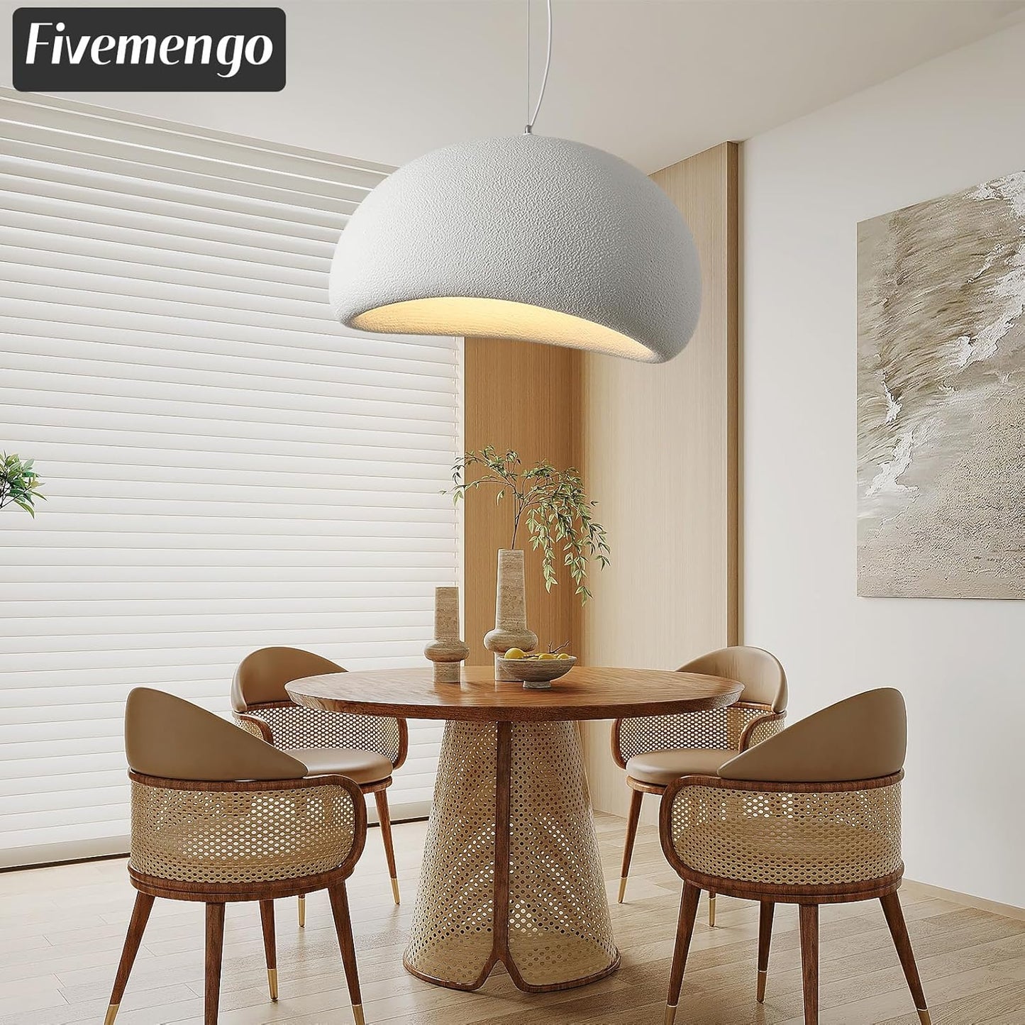 23.6in Large Wabi Sabi Pendant Lights Kitchen Island Lighting Fixture Ceiling Mount White Modern Japanese Lamp Japandi Chandelier for Dining Living Room Bedroom Restaurant Hanging Lamp