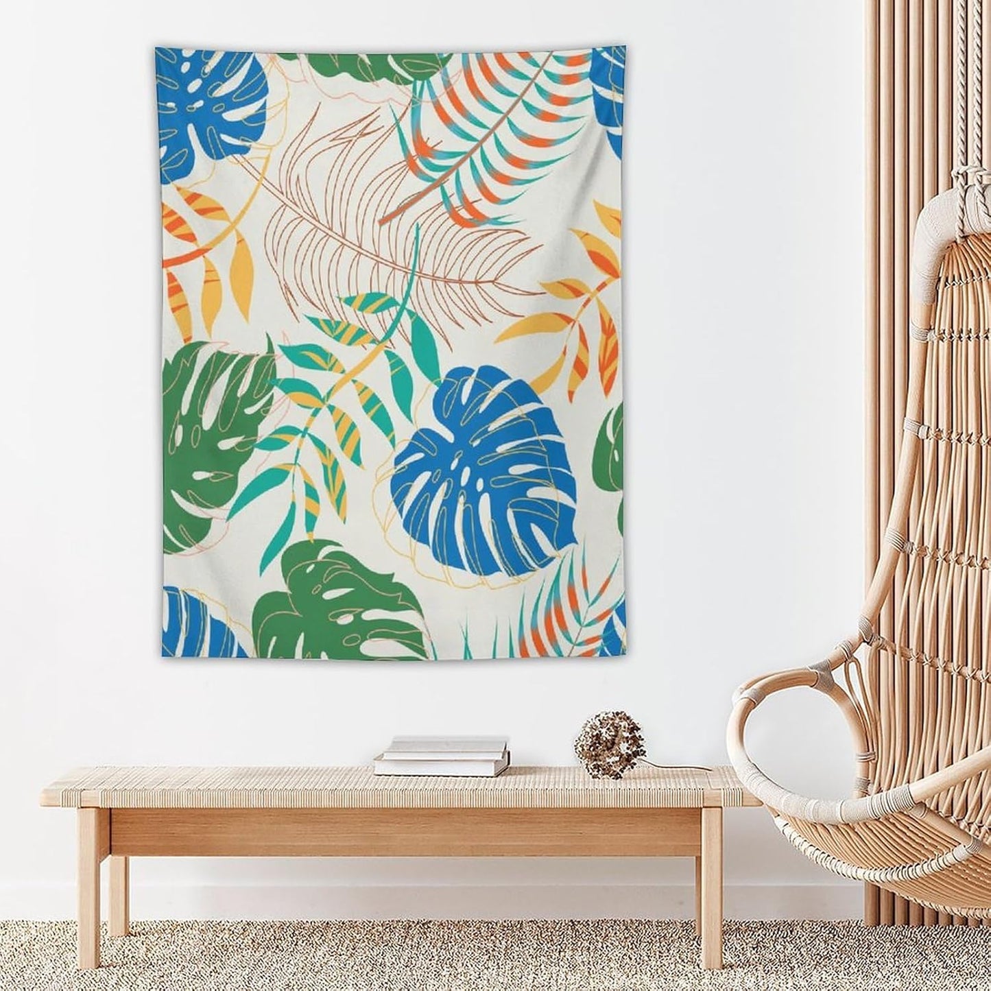 ICMOLYYENLO Tropical Green Plant Tapestry, Green Palm Leaves Natural Landscape Print Wall Tapestry for Bedroom Living Room Dormitory 30x40 Inch