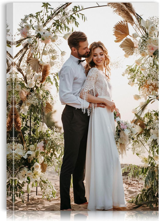 Custom Canvas Prints with Your Photos - Personalized Pictures Print, Customized Photo Gifts, Wall Art Poster Canvas Printing for Wedding, Family, Baby, Pets, Home Office Decor, Wrapped Frame