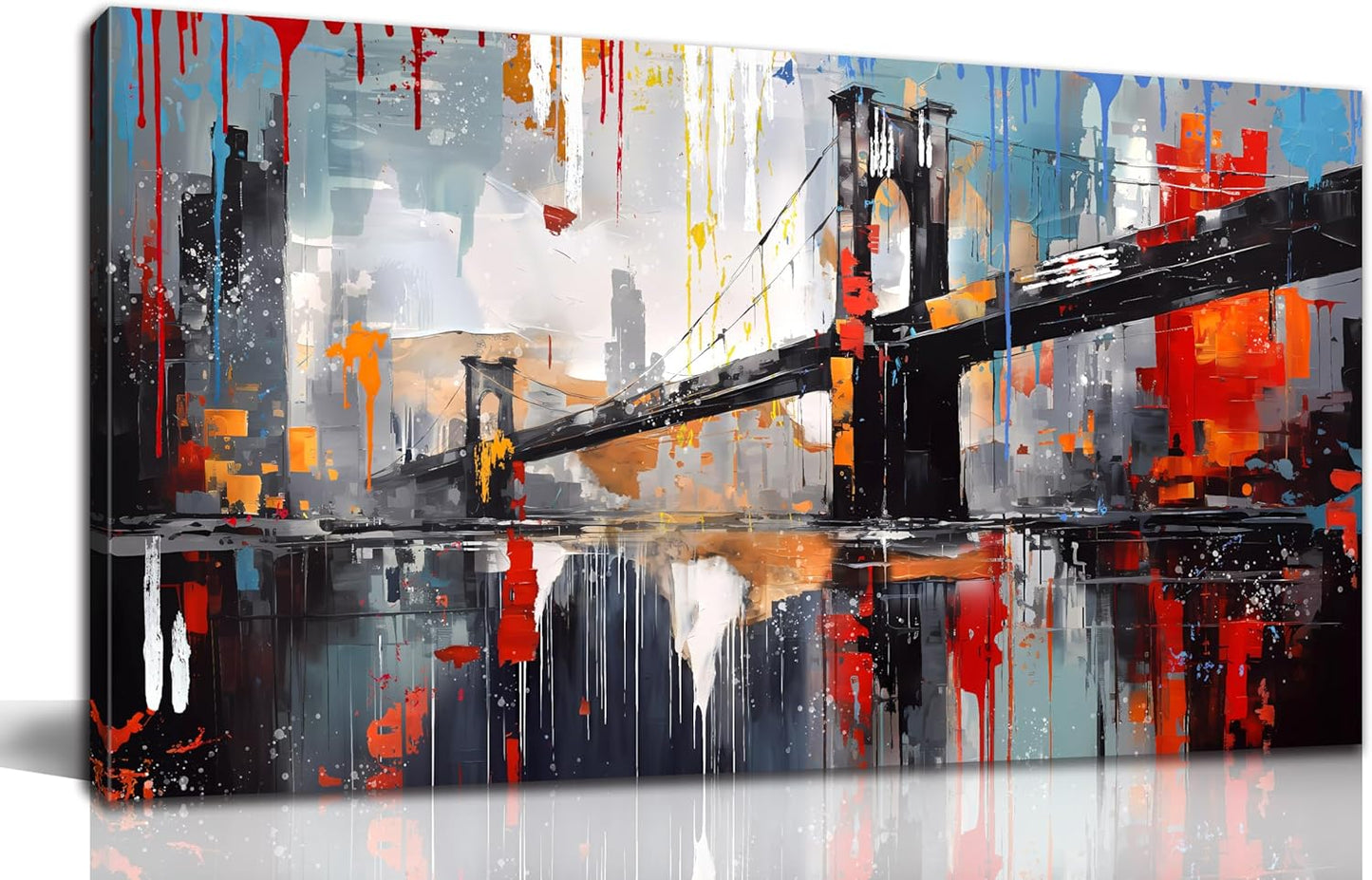 Zoyotago Large Canvas Wall Art The Golden Gate Bridge Picture Graffiti Prints Ready to Hang for Living Room Bedroom Office Modern Home Decor Size 24x48