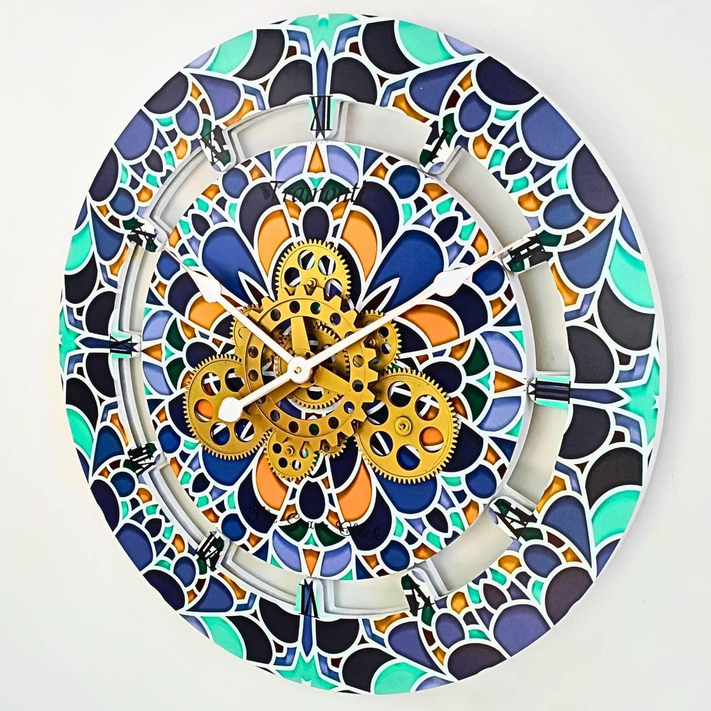 The Gears Clock Wall Clock Italy Collection with Moving Gears (Tramonti, 24 inch Round)