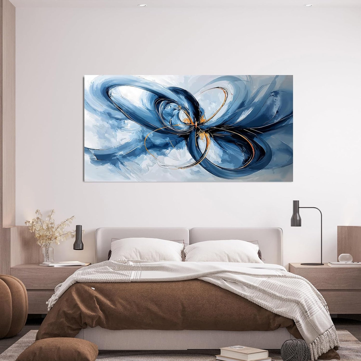 Canvas Wall Art Decor Modern Large Wall Art For Living Room Blue Abstract Wall Art Abstract Art Wall Decor Modern Artwork for Walls Canvas Prints Art Work For Home Kitchen Office Wall Decor 24" X 48"