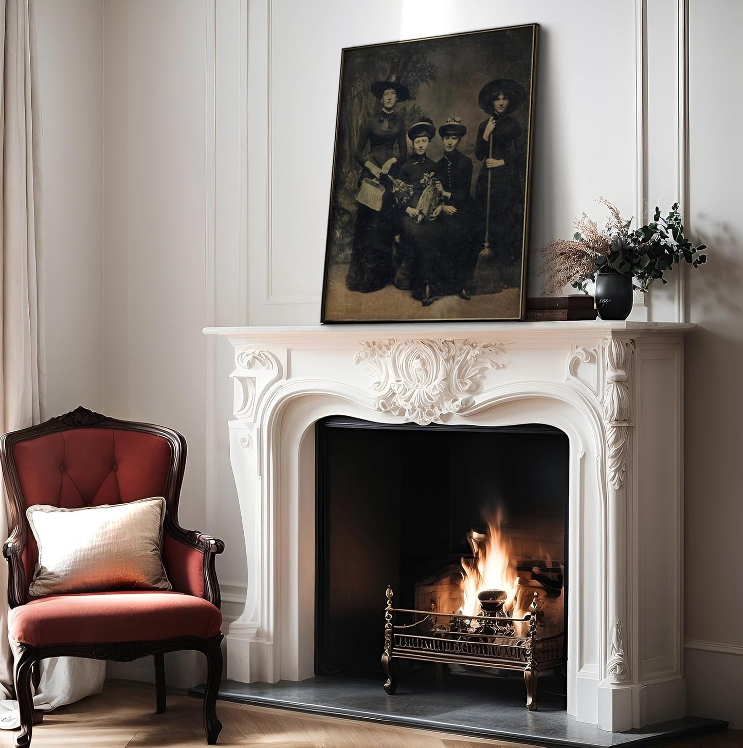 Poster Master Vintage Four Witches Coven Poster - Retro Witches Print - Witchcraft Art - Halloween Art - Gift for Men & Women - Gothic Decor for Living Room, Bedroom or Dorm - 8x10 UNFRAMED Wall Art