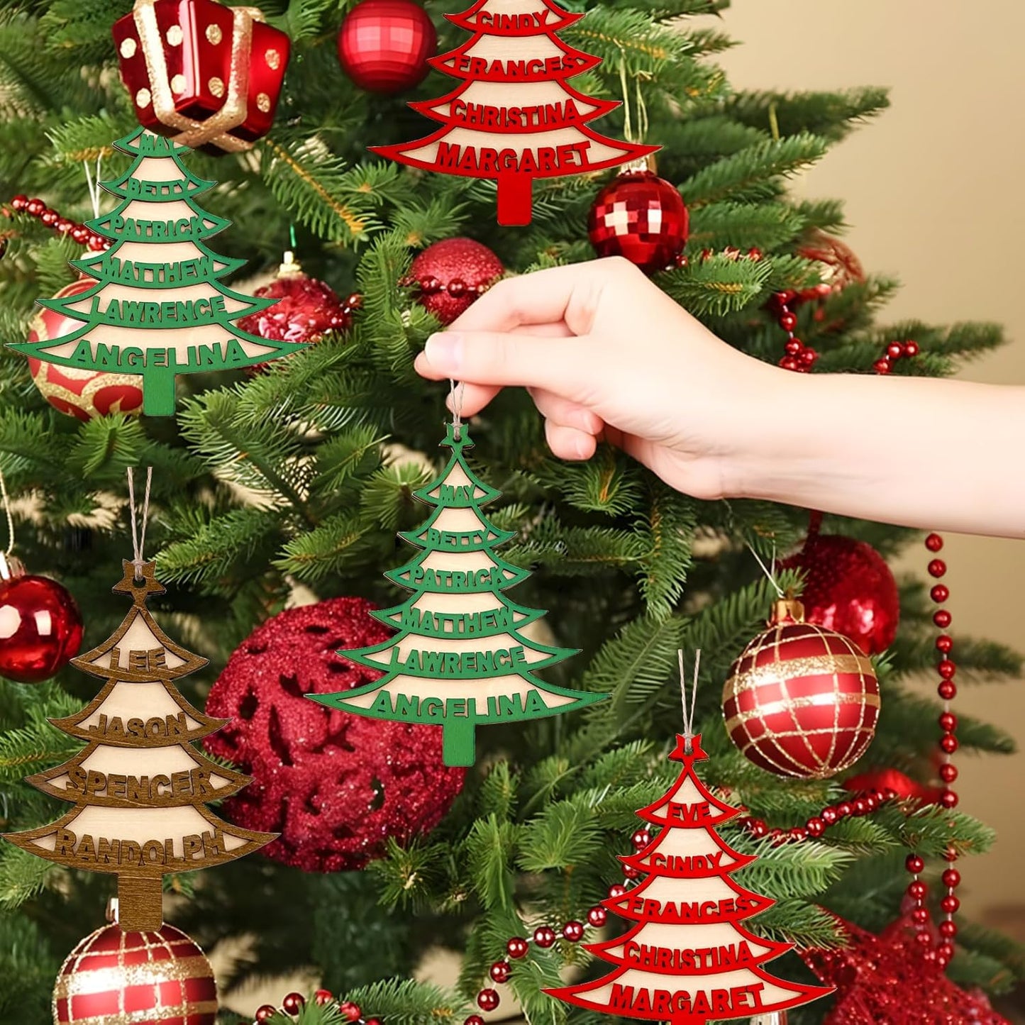 Personalized Christmas Ornaments 2025 with Family Names 1-6 Names Custom Ornaments for Christmas Tree Personalized Christmas Ornament Gifts