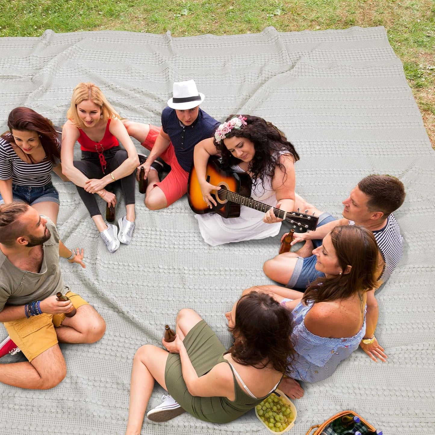 PHF 100% Cotton Waffle Blanket Oversized King 120"x120", Lightweight Breathable Extra Large 10'x10' Summer Blankets for Bed, Giant Big Luxury Aesthetic Woven Bedding for Home Decor, Light Grey