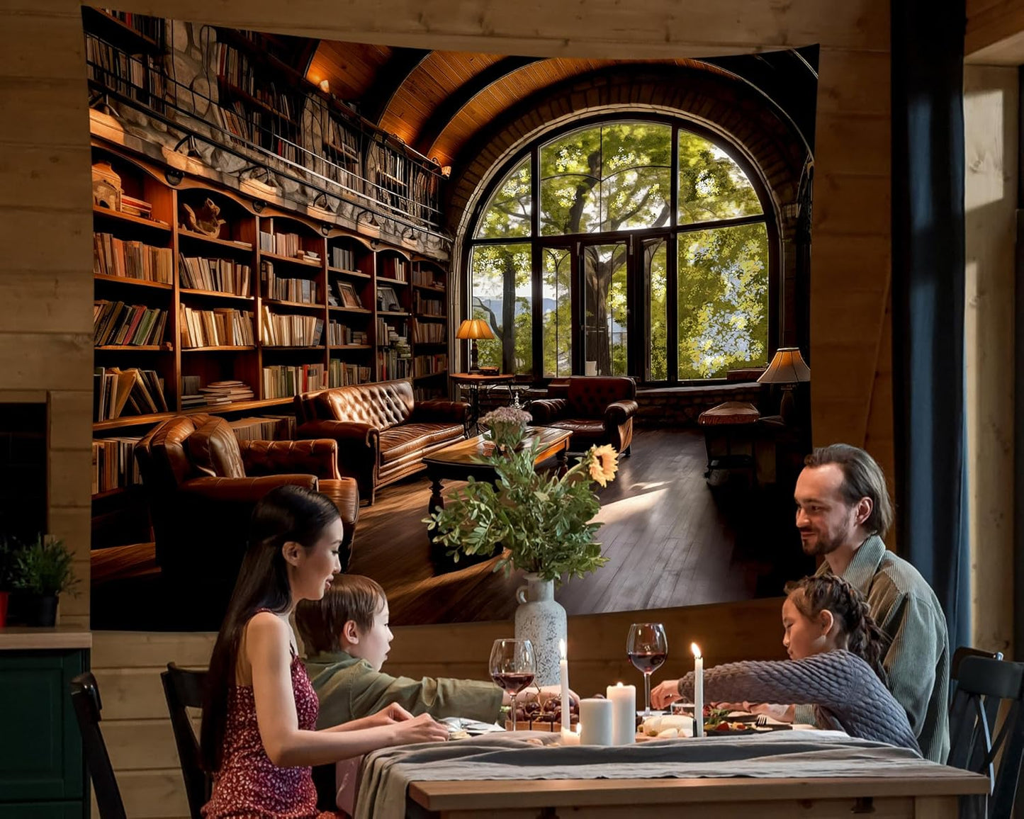 dueeia Book Library Tapestry Wall Hanging Medieval Bookshelf Vintage Window Bookcase Backdrop Wall Decor for Bedroom Aesthetic Living Room Office (28.7"x37.4")