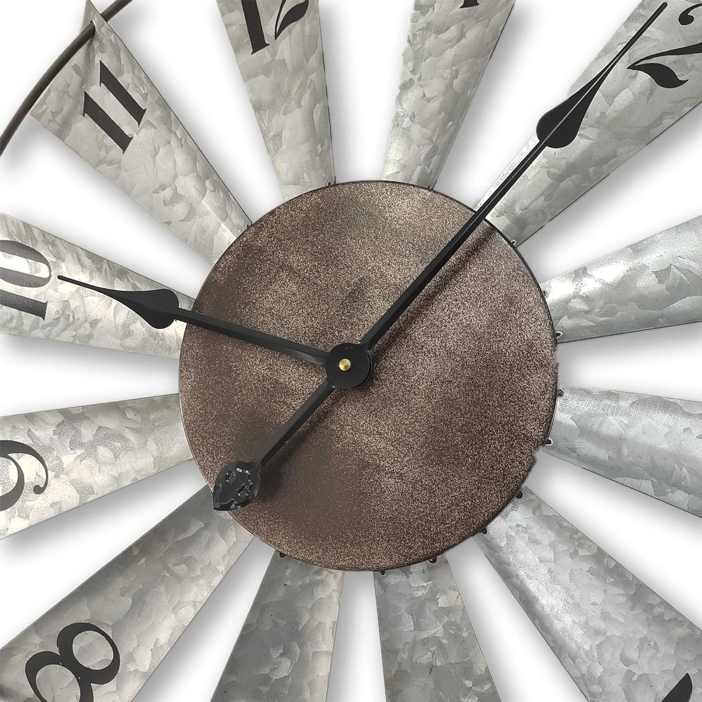 Mrocioa 30inch Windmill Distressed Metal Wall Clocks Rustic Large Decorative Clock Oversized Farmhouse Decor,Non Ticking,Battery Operated