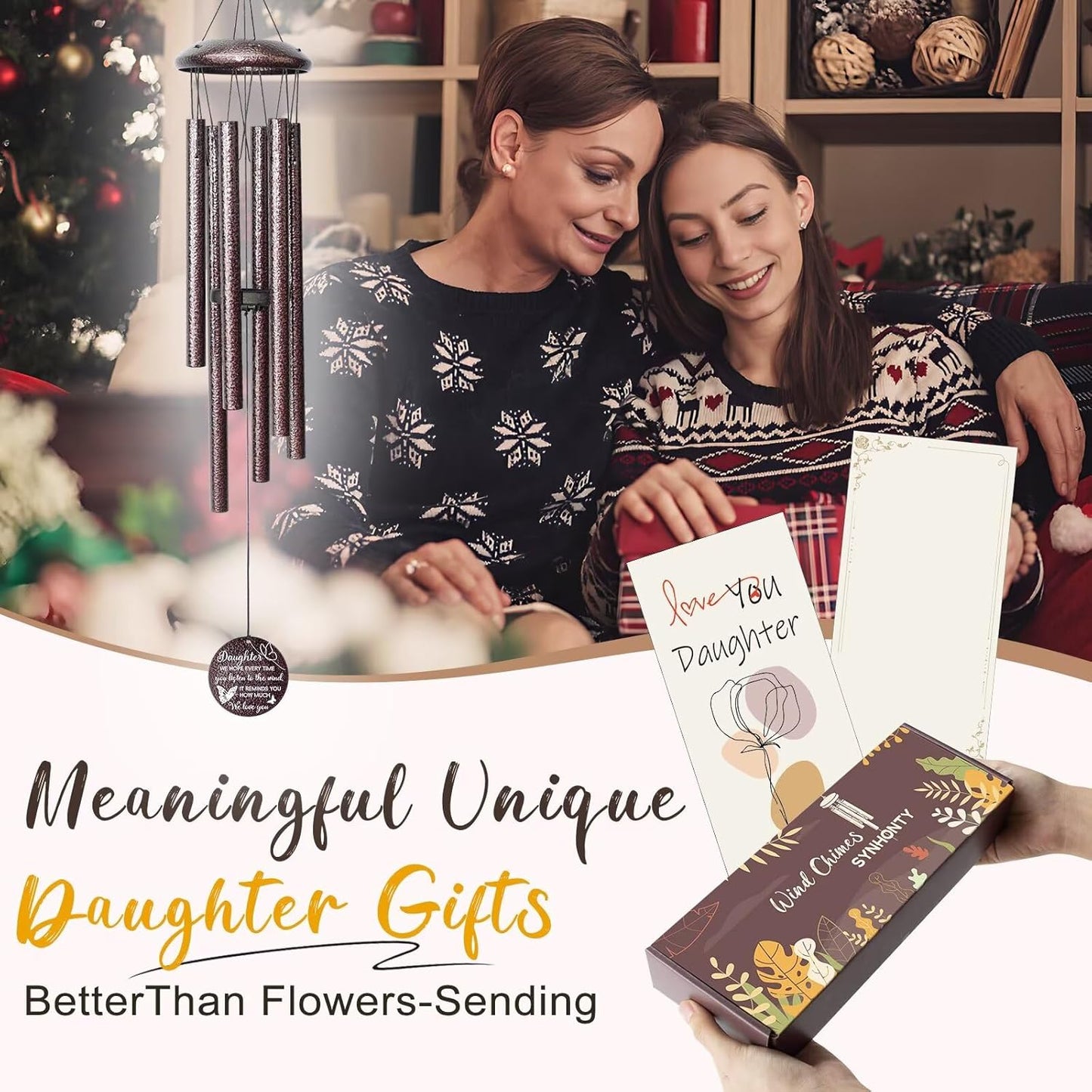 Gifts for Daughter, 25''Wind Chimes, Birthday Gifts for Daughter Adult,Unique Gift for Grown Daughters,Thanksgiving,Christmas Day Gift Ideas for Love Rreminder.