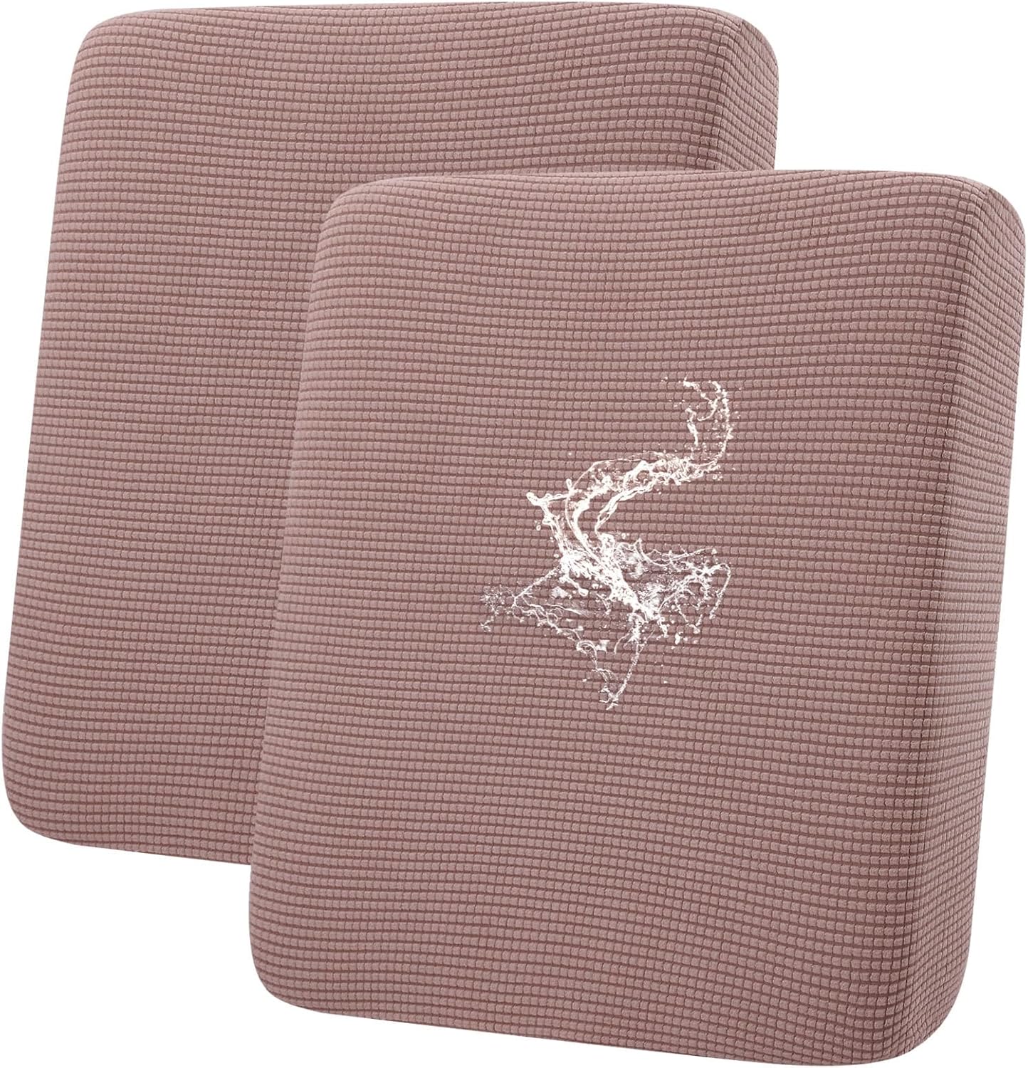 hyha Waterproof Couch Cushion Covers for Pets, Non Slip Sofa Seat Cover for Dogs Washable, Soft Thick Stretch Jacquard Fabric, Sofa Slipcovers with Elastic Bottom (2 Pieces, Camel)