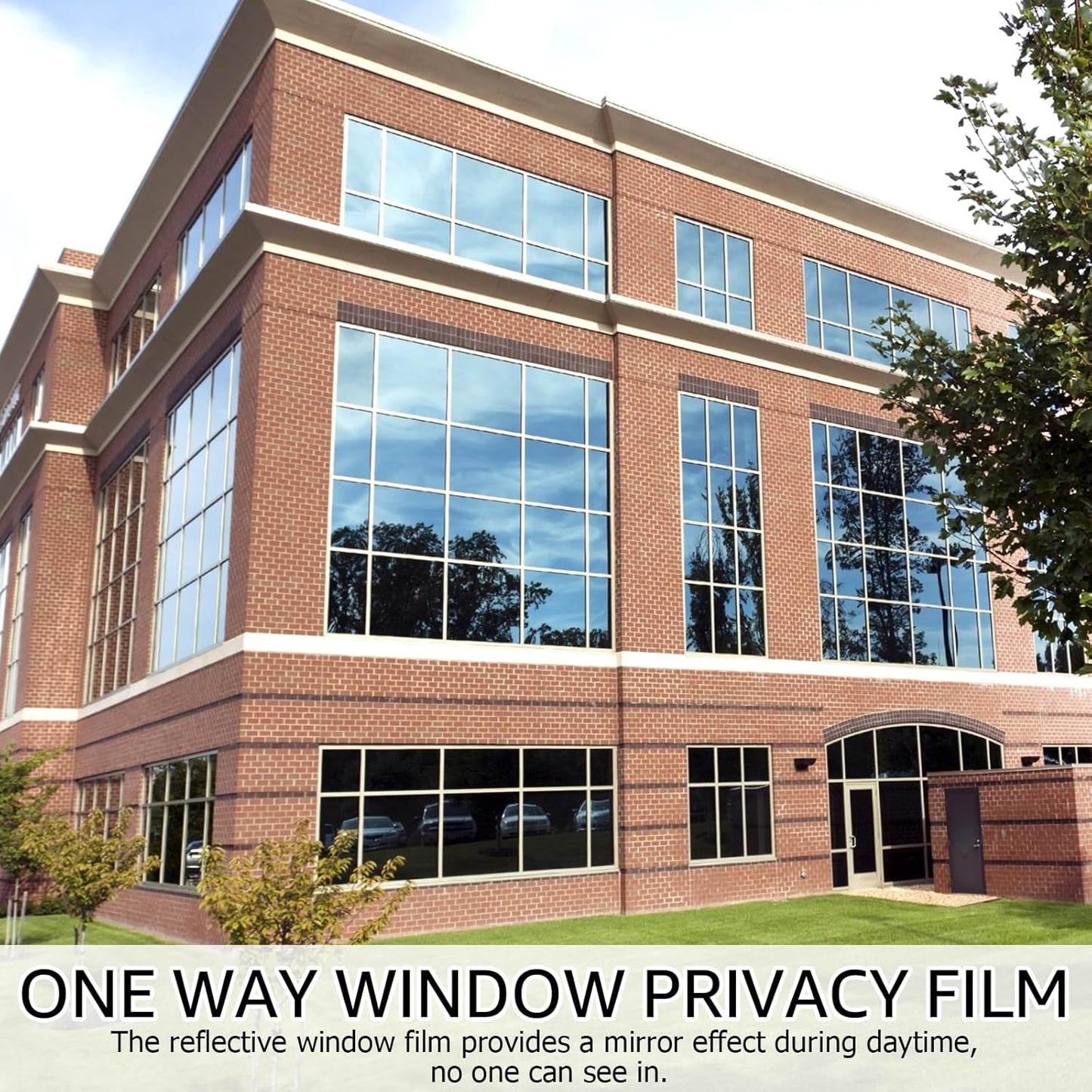 HIDBEA One Way Privacy Window Film, Daytime Privacy Sun Blocking Anti UV Reflective Window Film Heat Control Static Cling Window Tint Film for Home and Office, Silver, 23.6 x 78.7 Inch