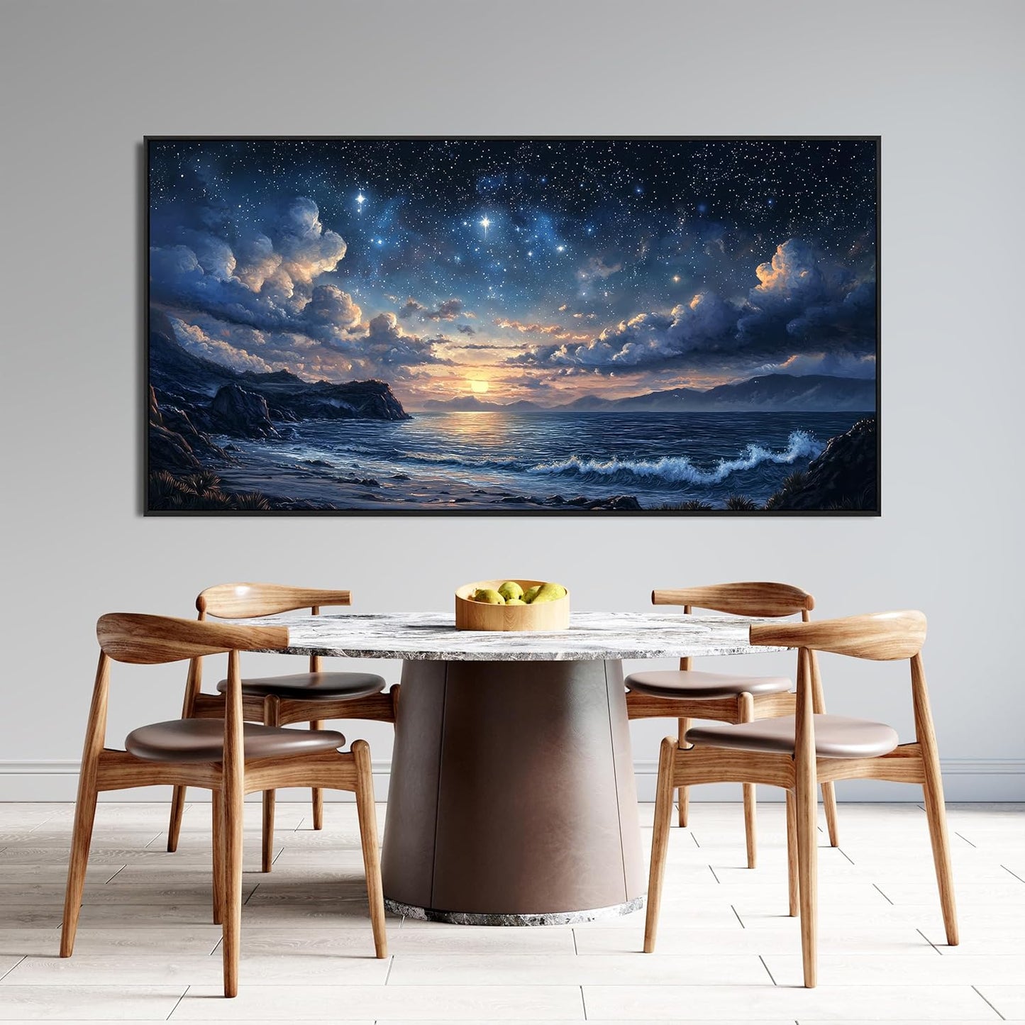 Canvas Wall Art Large Framed Wall Art Prints Modern Pictures for Living Room Landscape Coastal Wall Art Decorations Canvas Art Wall Decor Star Night Artwork for Walls Bedroom Office Decor 29"x58"