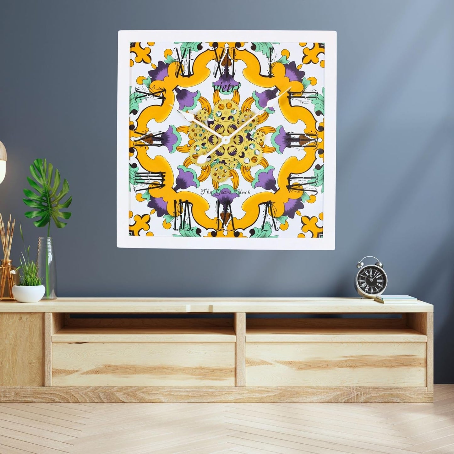 The Gears Clock Wall Clock Italy Collection with Moving Gears (Vietri, 24 inches (60 cm))