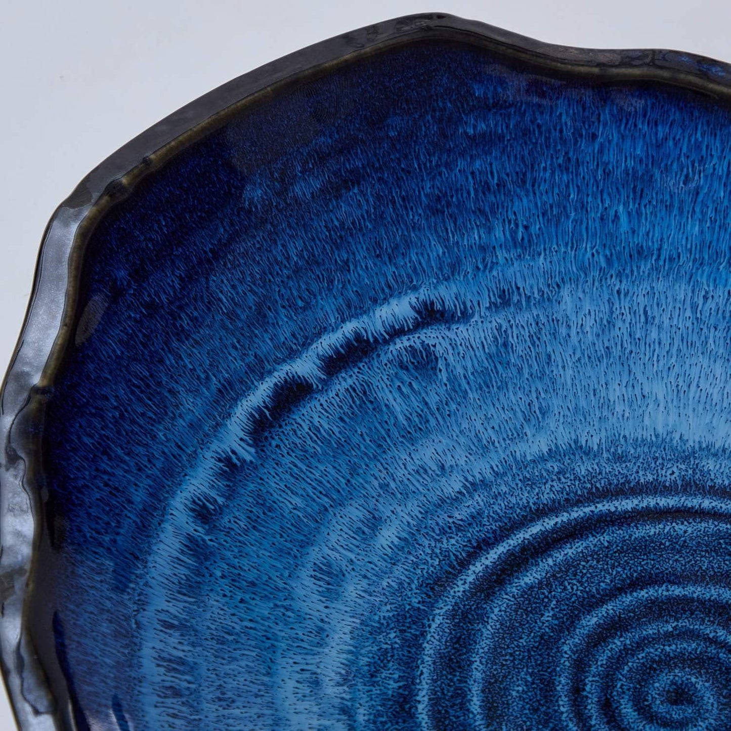 Ceramic Decorative Dish, Large Blue Pottery Decorative Bowl, Porcelain Centerpiece Tray, Key Bowl, Gift Decor Tray for Tabletop Entryway Table Living Room Dining(12'' Dish)