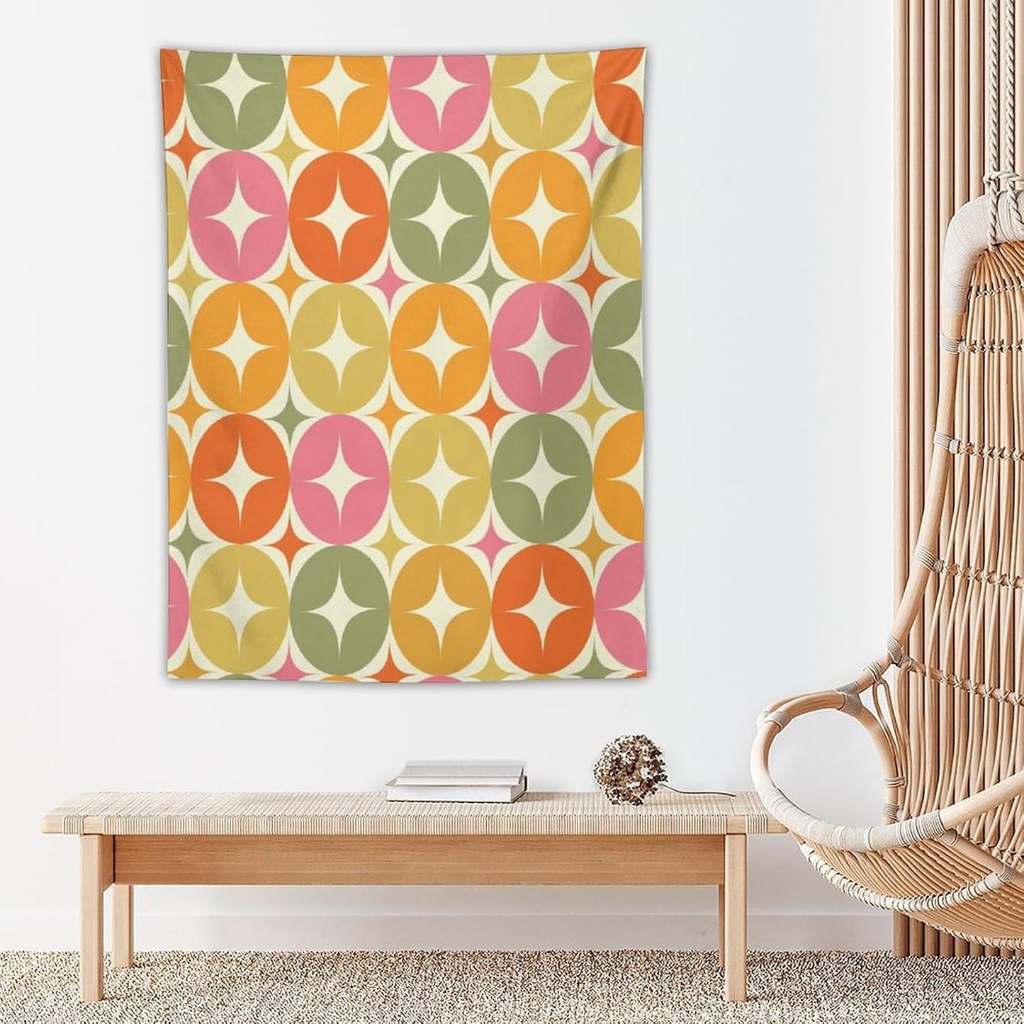 ICMOLYYENLO Abstract Cat Tapestry, Medieval Abstract Atomic Star Cat Vintage Home Wall Hanging Art Tapestry for Bedroom Living Room Dormitory 30x40 Inch