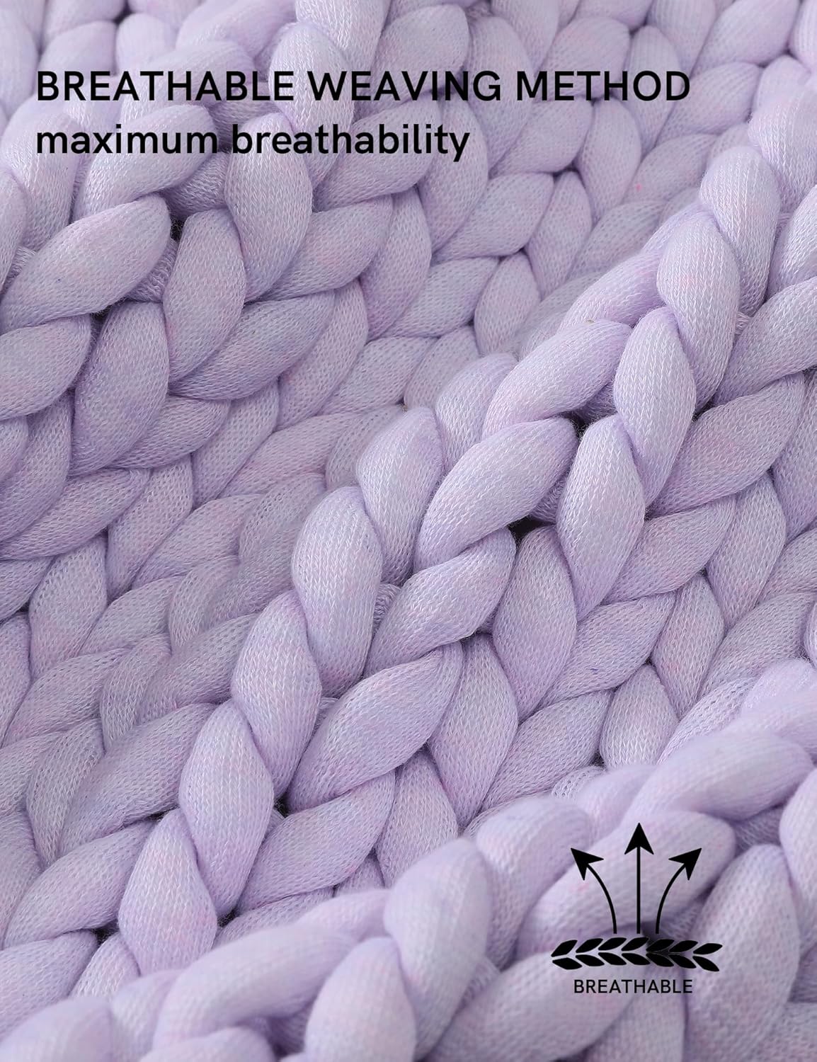 YnM Chunky Throw Blanket, Medium-Weight, Hand Knitted, Skin Friendly, Ventilated and Breathable, Machine Washable, Home Décor Piece for Couch, Sofa and Bed (Iris Lavender, 50x70 Inch)