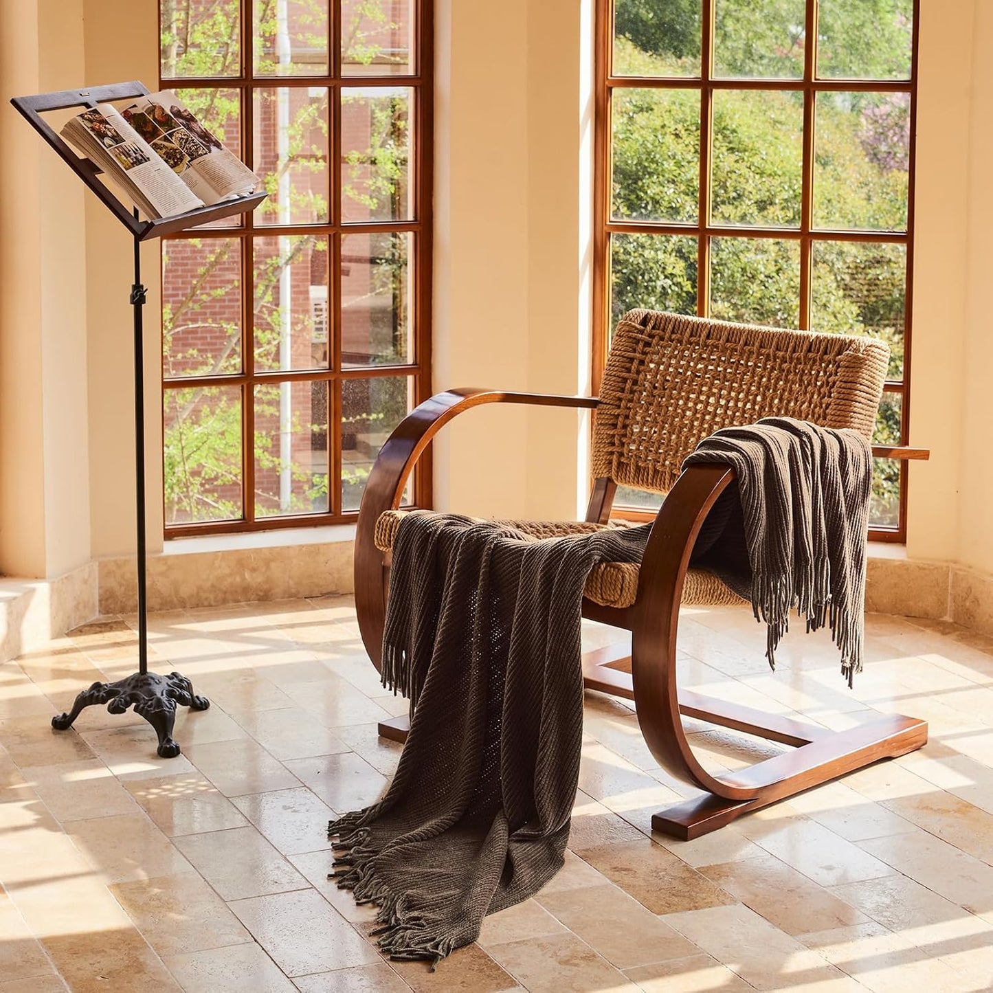 lifein Throw Blanket for Couch, Soft Boho Decor Bed Throw,Cozy Brown Knitted Chenille Small Farmhouse Lightweight Throw for Spring(Brown,50 * 60")