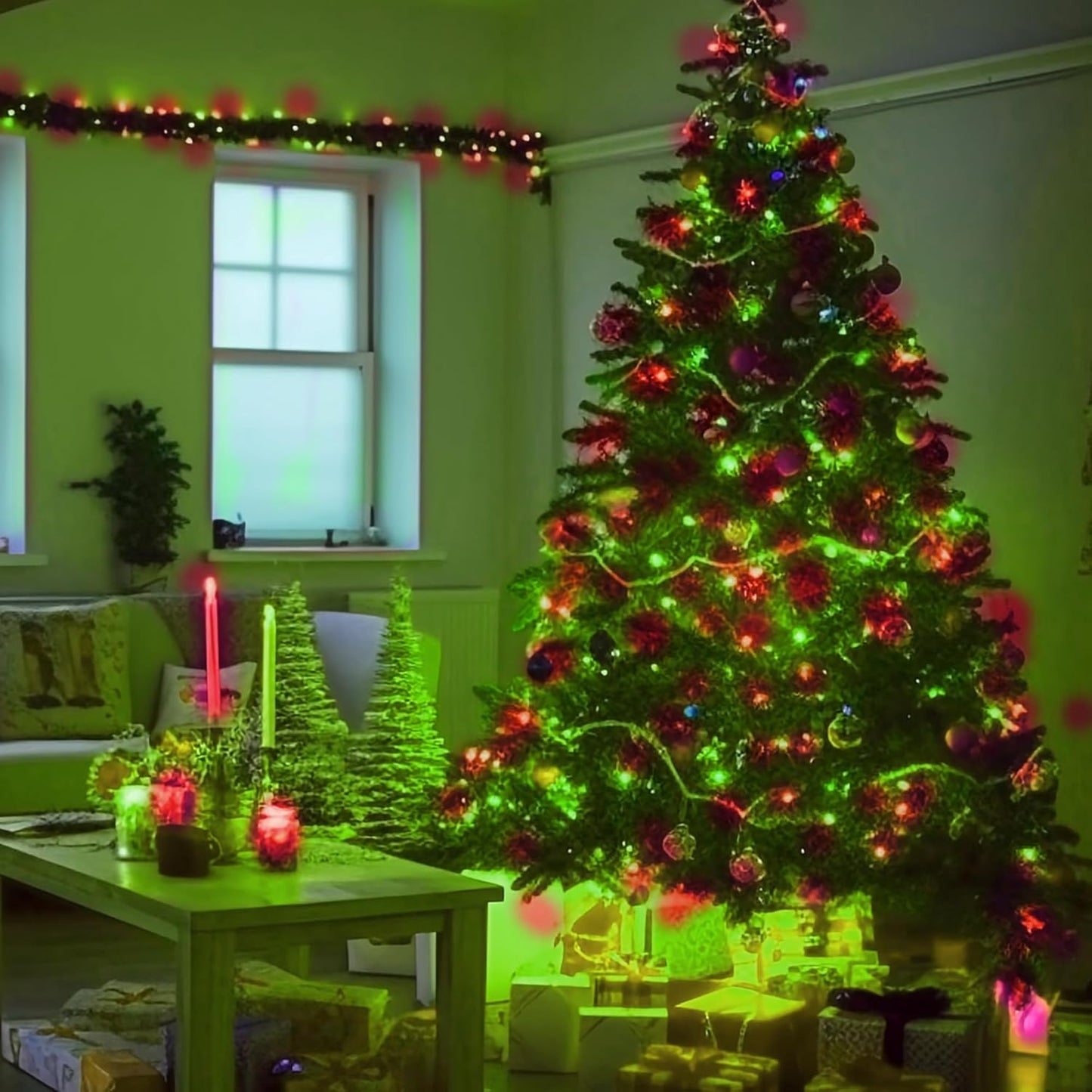 Dazzle Bright Outdoor Christmas String Lights, 1000 LED 328 FT Plug in Fairy Light with Remote Control 8 Modes & Timer, Waterproof Decoration for Home Garden Yard Xmas Wedding, Red & Green