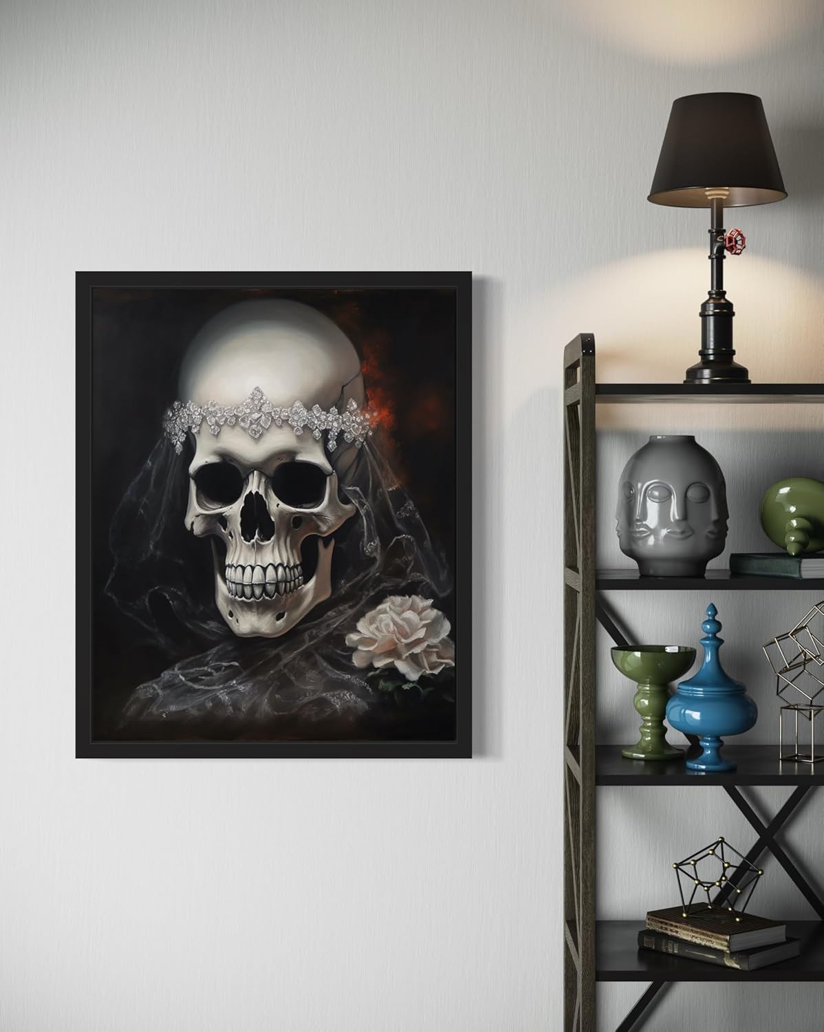 Skull Bride Poster Art Print, Halloween Scary Vintage Wall Art Academia Spooky Painting Decoration for Horror Prints, Gothic Posters Bedroom Decor 89 (Skull Bride, 11 x 14 inches, Unframed)