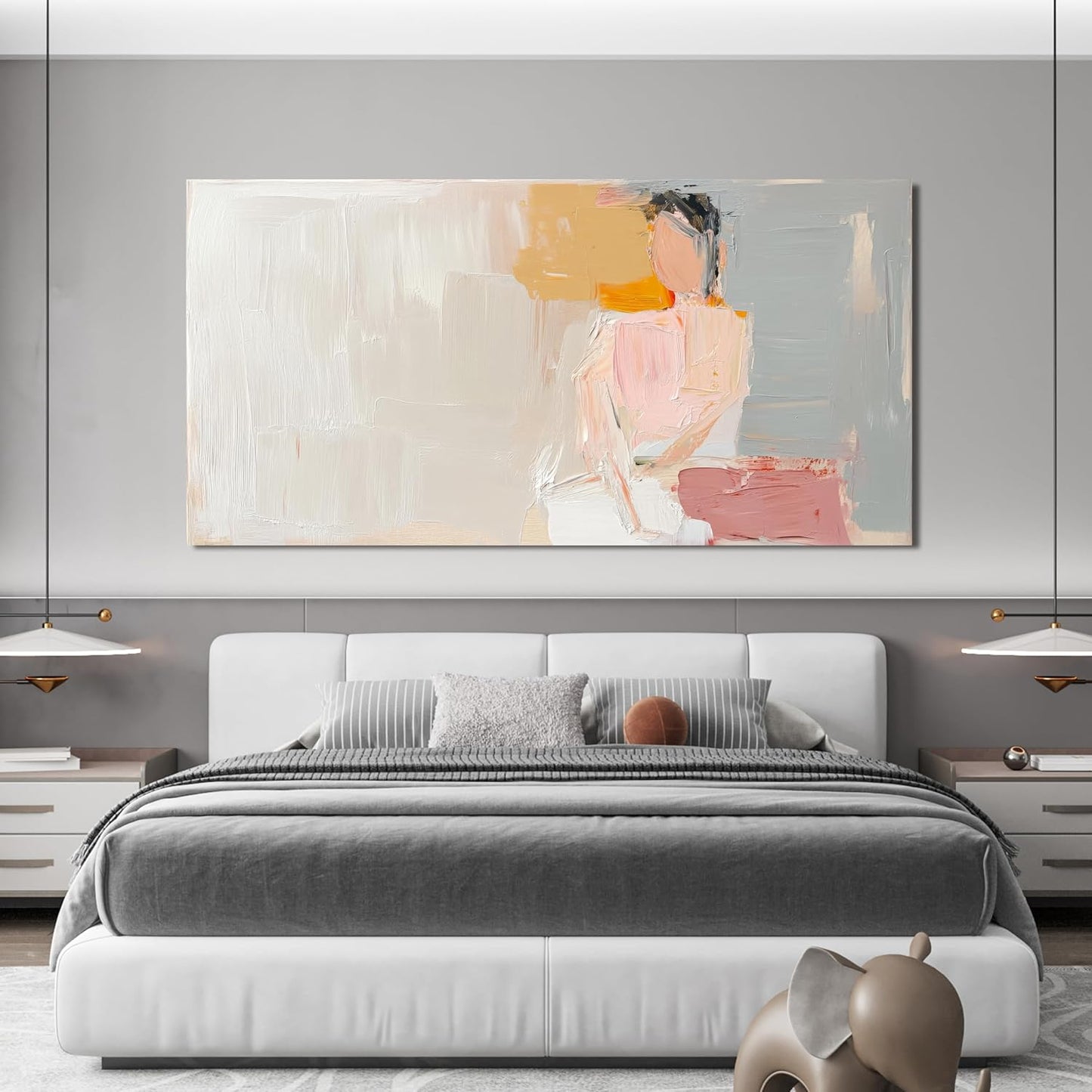 Abstract Canvas Wall Art Decor Large Wall Art Pictures for Living Room Abstract Canvas Art Wall Decor Artwork for Walls Pink Wall Art Paintings Prints Art Work for Home Office Room Wall Decor 29"x58"