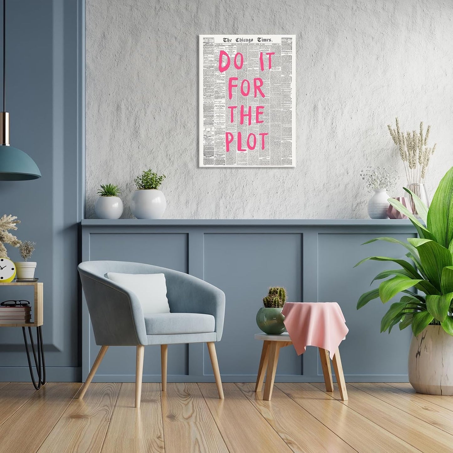 Liyark Retro Black And White Chicago Newspaper Poster Pink Trendy Preppy Apartment Art Motivational Affirmation Do It For The Plot Prints For Home Bedroom Living Room Wall Decor 16x24in Framed