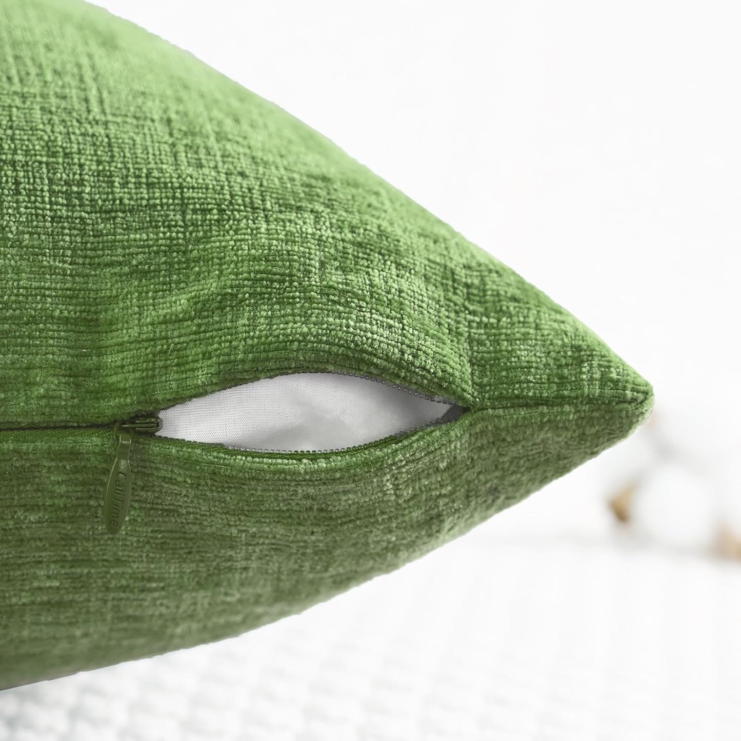 CaliTime Throw Pillow Covers Decorative 24 X 24 Inches Pack of 2 Cozy Chenille Cushion Cases for Couch Sofa Bed Living Room Home Forest Green