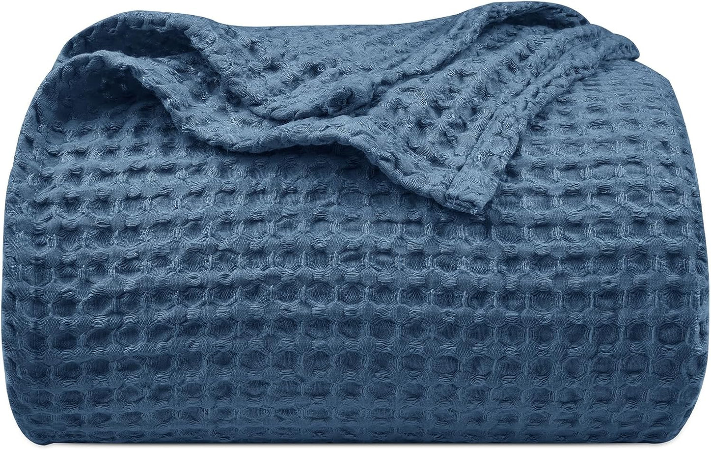 PHF Ultra Soft Waffle Weave Blanket King Size 104"x 90"- Washed Lightweight Breathablee Cozy Woven Blanket - Great for Couch Bed Sofa Home Car - Navy Blue