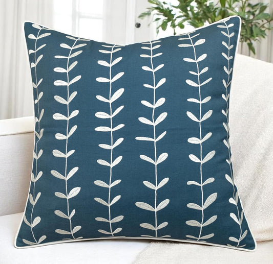 VAGMINE Embroidered Lollipop Pillow Cover - 20x20 Inches Square - 100% Cotton Teal Decorative Cushion Cover - Subtle Modern Pattern - Vibrant Accent for Sofa, Bed, Chair, Living Room