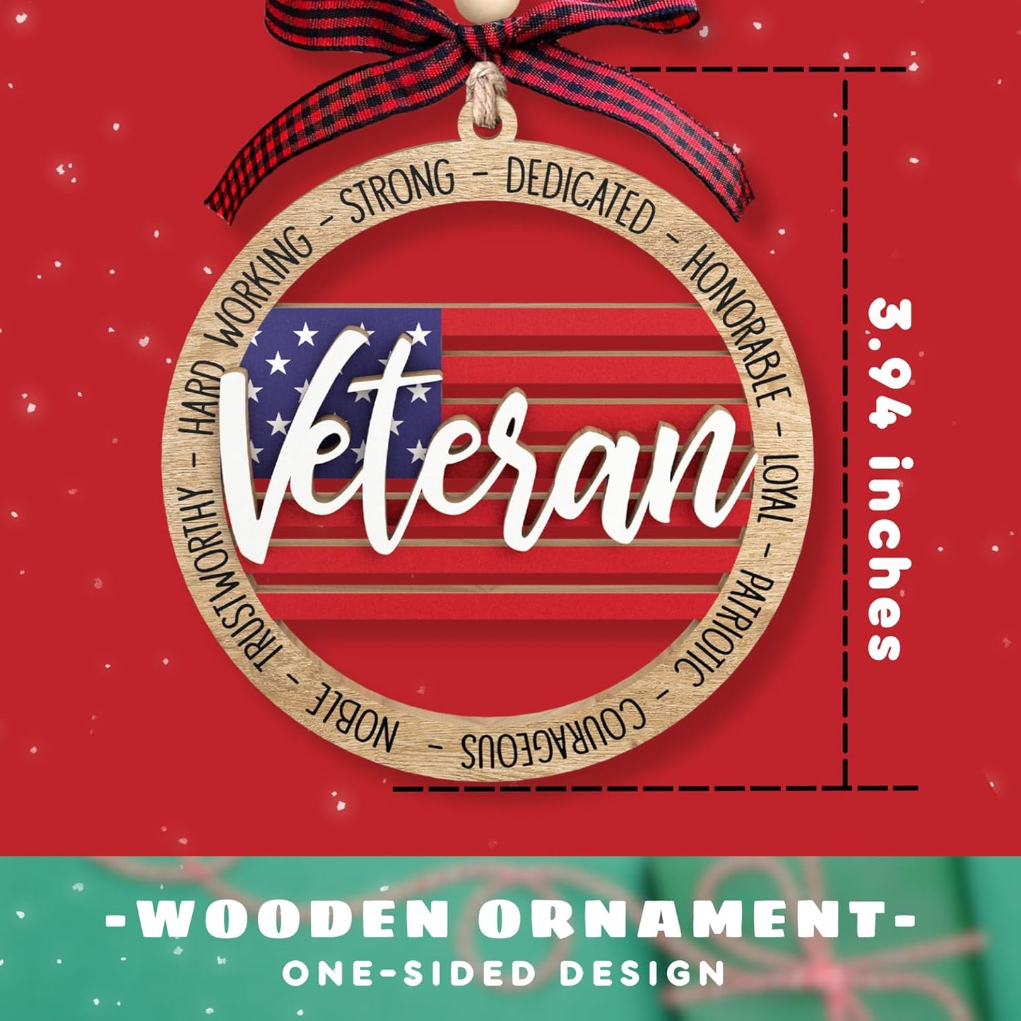 Veteran Ornaments - Veteran Gifts for Men - Military Christmas Ornament - Military Ornaments for Christmas Tree - Wooden Ornament