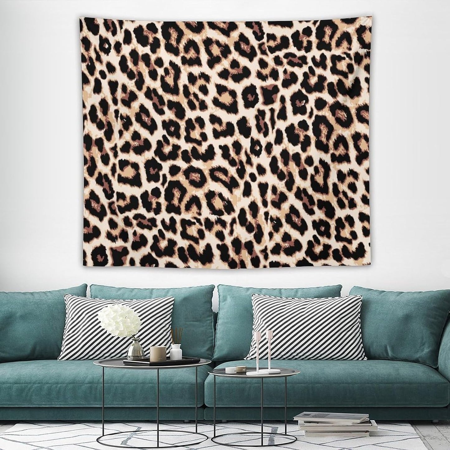 HZOHNAGO Leopard Print Tapestry Rustic Brown Leopard Wild Animal Printed Wall Tapestry Painting Wall Hanging for Bedroom Living Room Dorm 60" W x 50" H