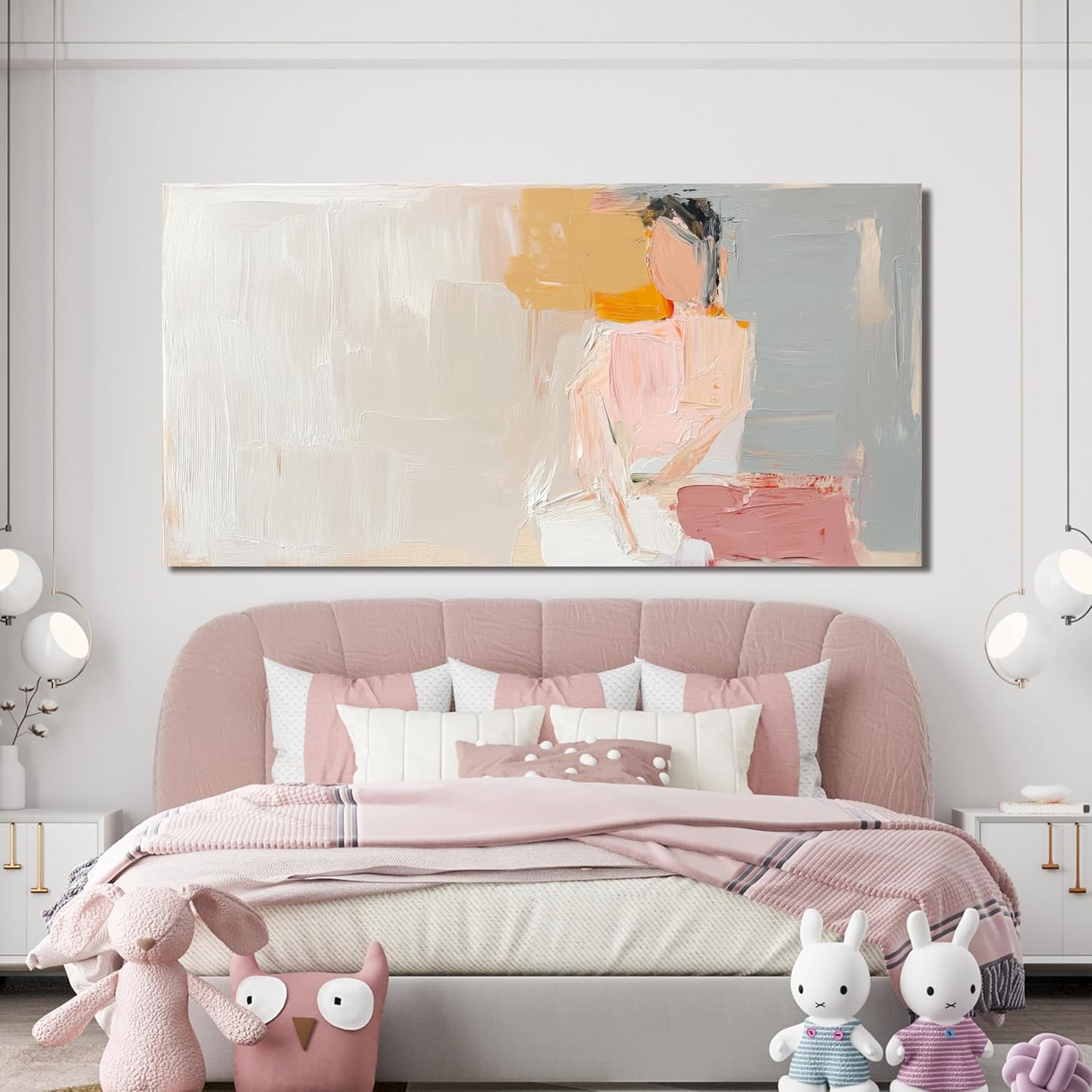 Abstract Canvas Wall Art Decor Canvas Wall Art Pictures for Living Room Artwork for Walls Abstract Canvas Art Wall Decor Pink Wall Art Paintings Prints Art Work for Room Office Home Wall Decor 24"x48"