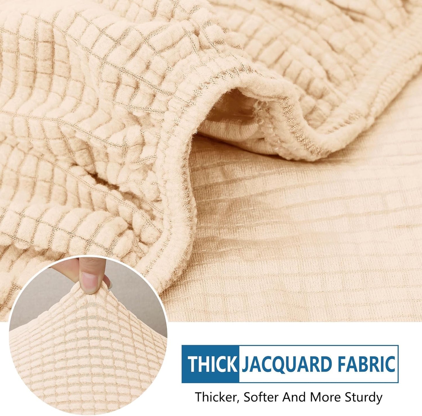 hyha Waterproof Couch Cushion Covers for Pets, Non Slip Sofa Seat Cover for Dogs Washable, Soft Thick Stretch Jacquard Fabric, Sofa Slipcovers with Elastic Bottom (1 Piece for Backrest M, Beige)