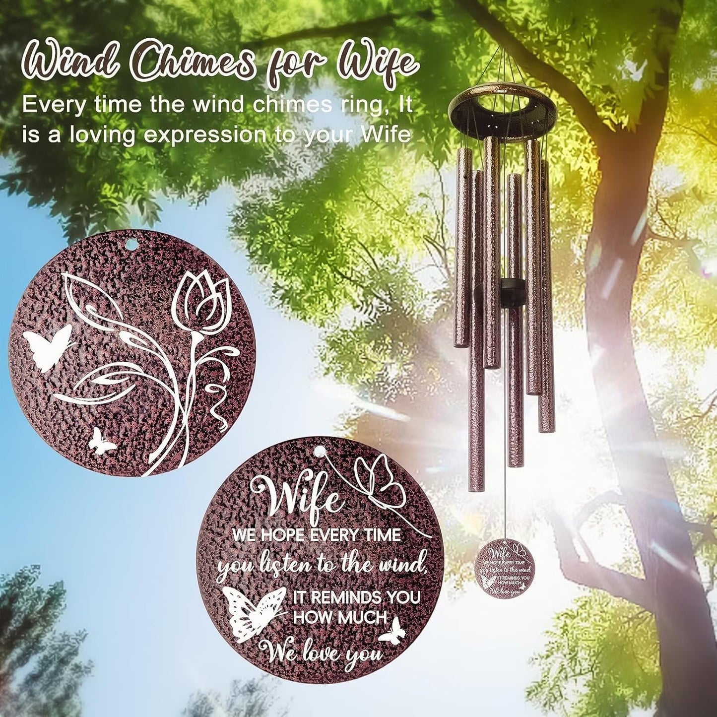 Gifts for Wife, 25''Wind Chimes, Birthday Gift for Wife from Husband,Unique Gift for Loved one Romantic,Thanksgiving,Christmas Day Gifts Ideas for Love Rreminder.