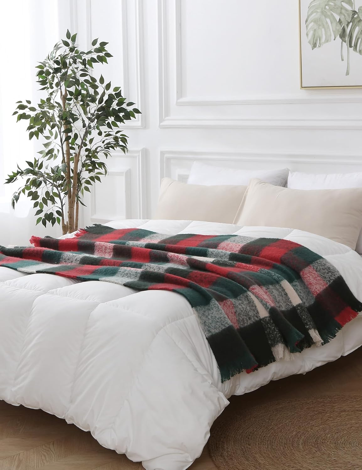 ZonLi Christmas Plaid Throw Blanket, Decorative Blankets