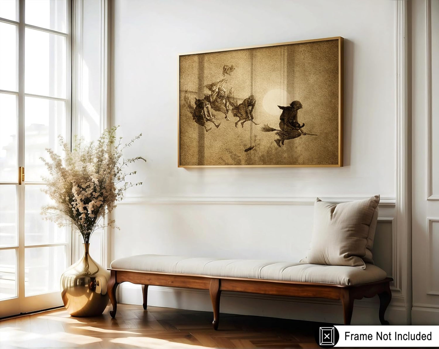 Poster Master Vintage Witches Ride Poster - Retro Flying Witches Print - Halloween Art - Pagan Art - Gift for Men & Women - Gothic Wall Decor for Living Room, Bedroom or Dorm - 16x20 UNFRAMED Wall Art