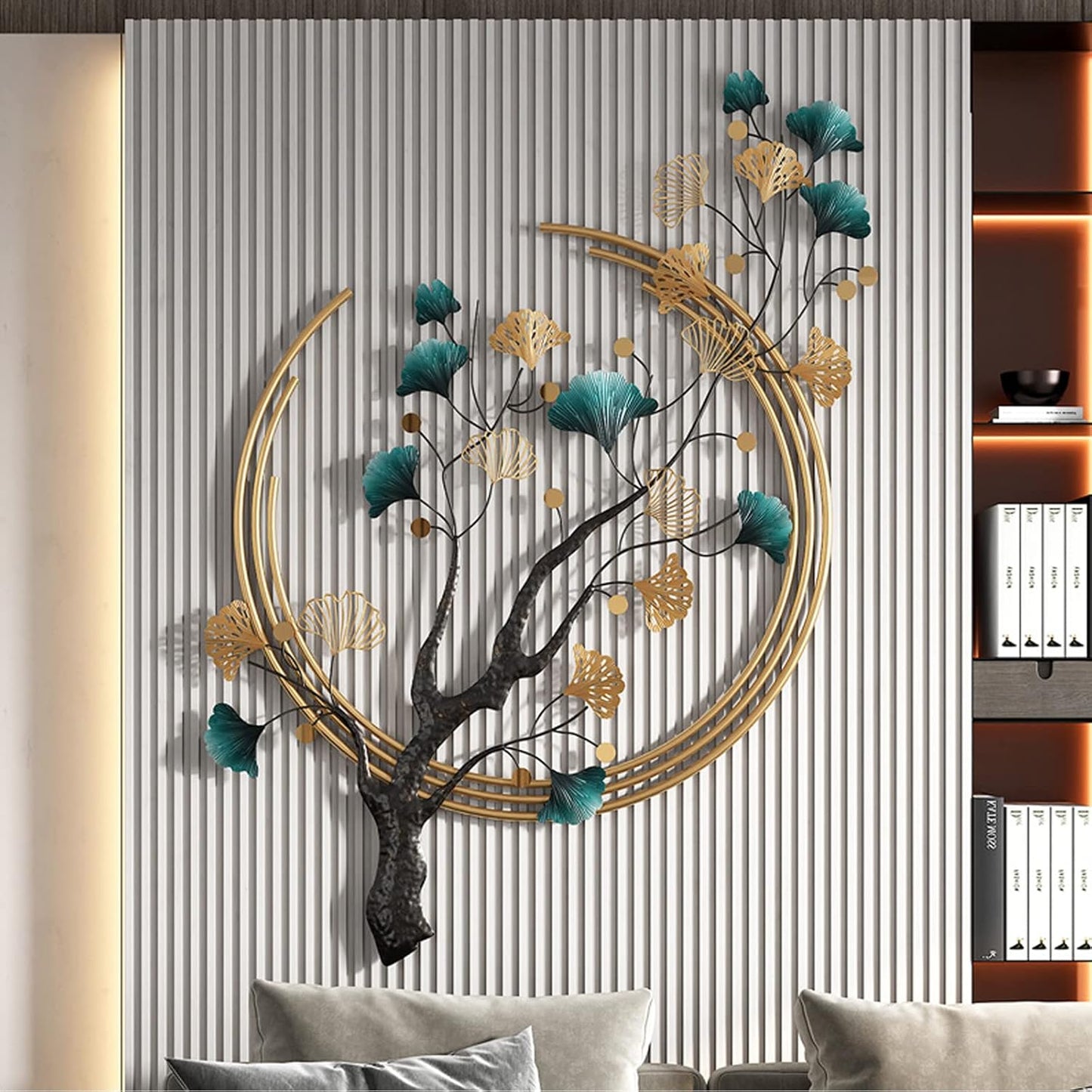 Umbifa Ginkgo Leaf Metal Art Decor 52.7 in * 32.7in 3D Metal Wall Sculpture for Living Room Porch Room Bedroom Modern Art Decor