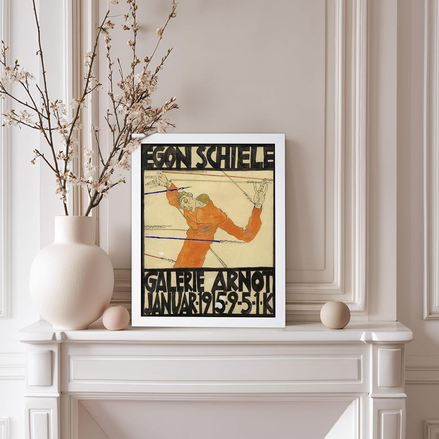 Poster Master Vintage Painting Poster - Retro Expressionism Print - Self Portrait as the Martyred St Sebastian - Gift for Artist, Friend - Wall Decor for Home, Office, 11x14 White Framed